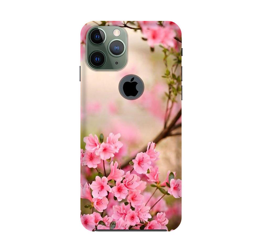Pink flowers Mobile Back Case for iPhone 11 Pro Max logo cut (Design - 69) Pink flowers Case for iPhone 11 Pro Max logo cut
