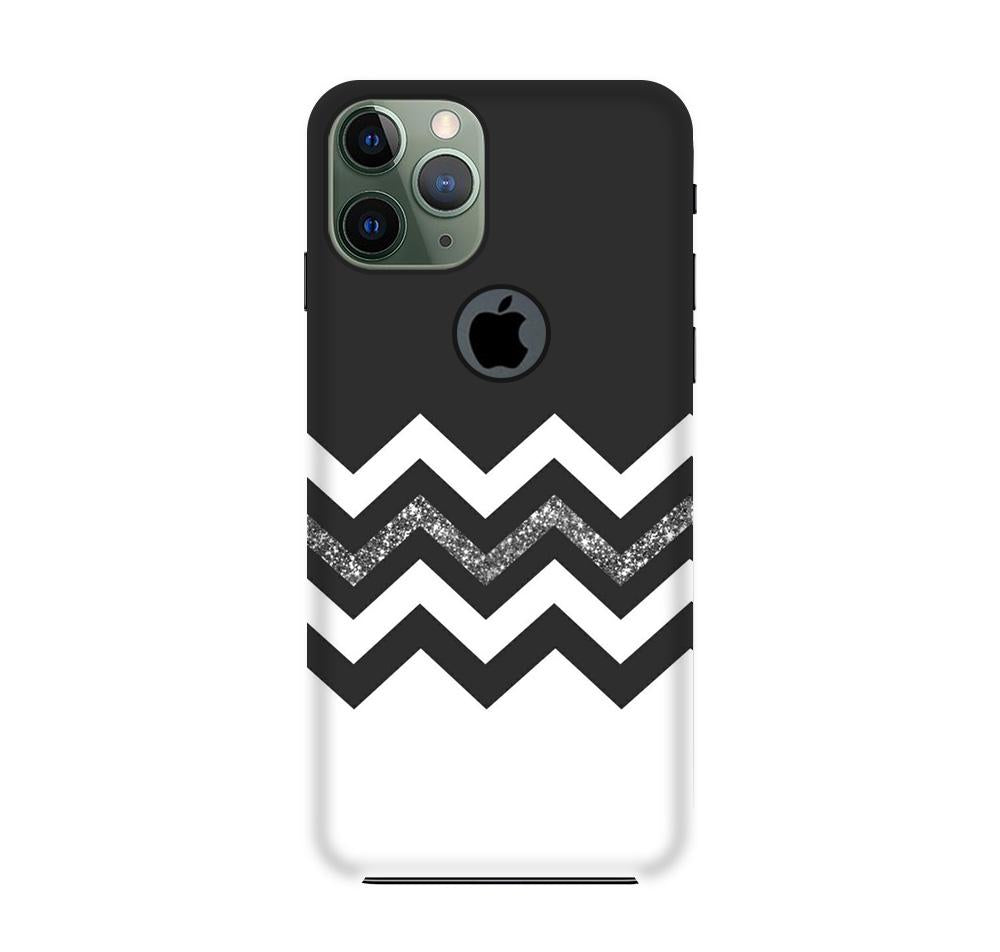 Black white Pattern2Mobile Back Case for iPhone 11 Pro Max logo cut (Design - 83) Black white Pattern2Case for iPhone 11 Pro Max logo cut