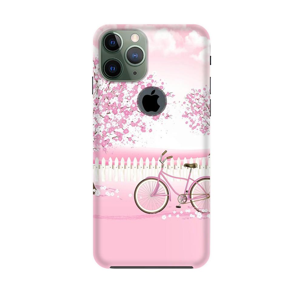 Pink Flowers Cycle Mobile Back Case for iPhone 11 Pro Max logo cut (Design - 102) Pink Flowers Cycle Case for iPhone 11 Pro Max logo cut (Design - 102)