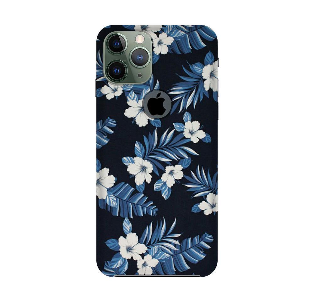 White flowers Blue Background2 Mobile Back Case for iPhone 11 Pro logo cut (Design - 15) White flowers Blue Background2 Case for iPhone 11 Pro logo cut