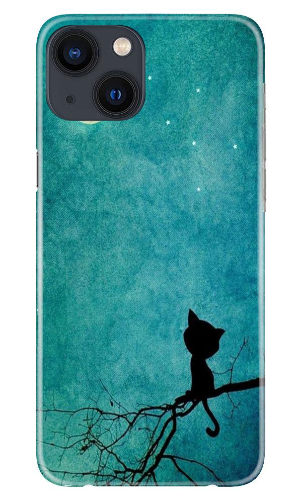 Moon cat Mobile Back Case for iPhone 13 (Design - 70) Moon cat Case for iPhone 13