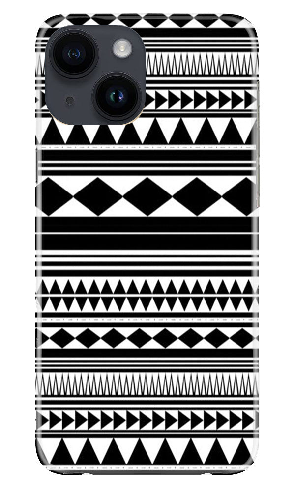 Black white Pattern Mobile Back Case for iPhone 14 (Design - 5) Black white Pattern Case for iPhone 14
