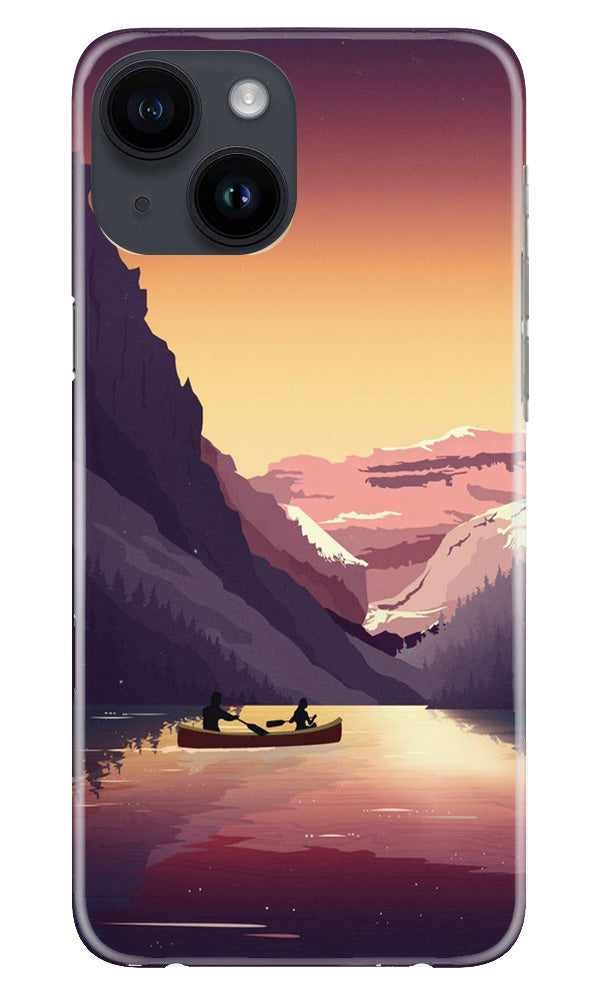 Mountains Boat Mobile Back Case for iPhone 14 (Design - 150) Mountains Boat Case for iPhone 14 (Design - 150)