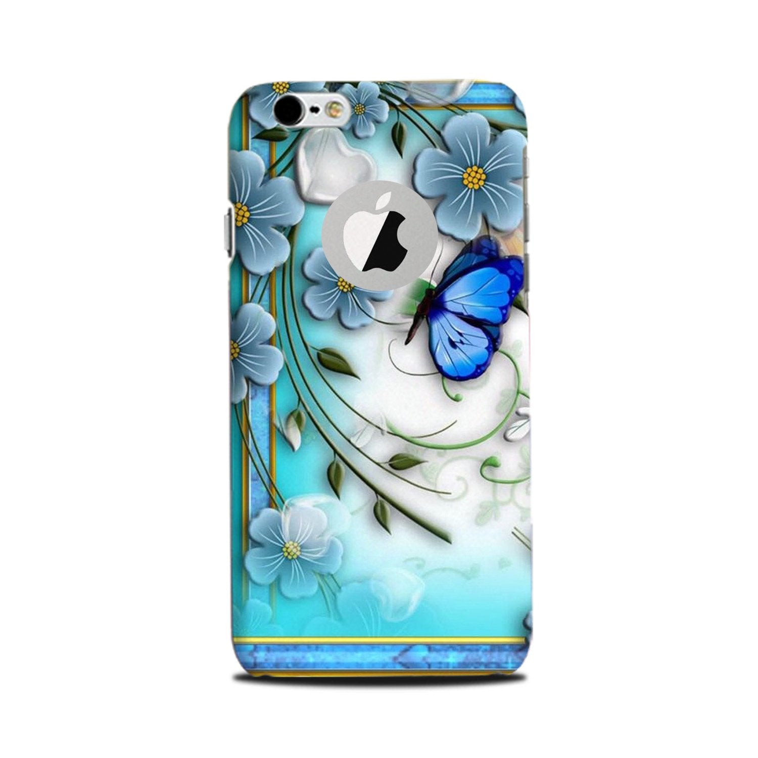 Blue Butterfly Mobile Back Case for iPhone 6 / 6s logo cut (Design - 21) Blue Butterfly Case for iPhone 6 / 6s logo cut