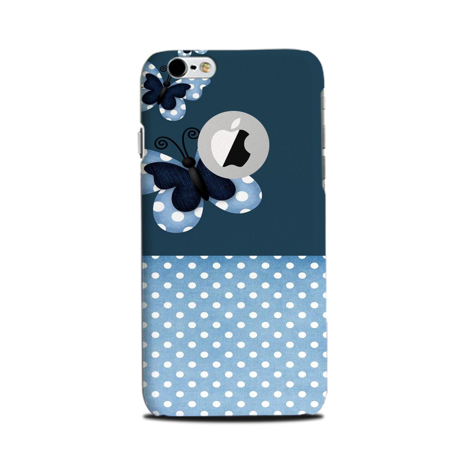 White dots Butterfly Mobile Back Case for iPhone 6 Plus / 6s Plus logo cut (Design - 31) White dots Butterfly Case for iPhone 6 Plus / 6s Plus logo cut