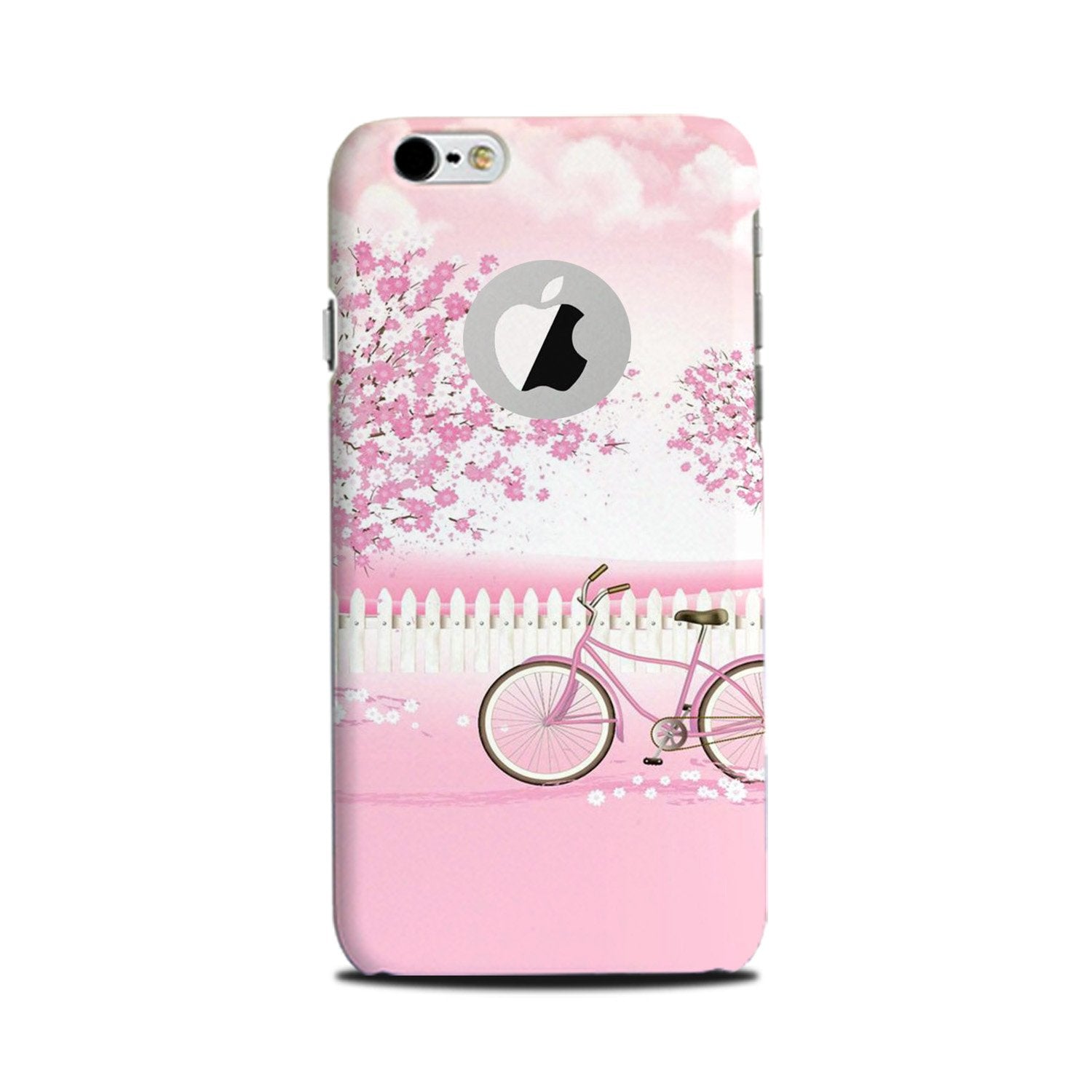 Pink Flowers Cycle Mobile Back Case for iPhone 6 Plus / 6s Plus logo cut (Design - 102) Pink Flowers Cycle Case for iPhone 6 Plus / 6s Plus logo cut (Design - 102)