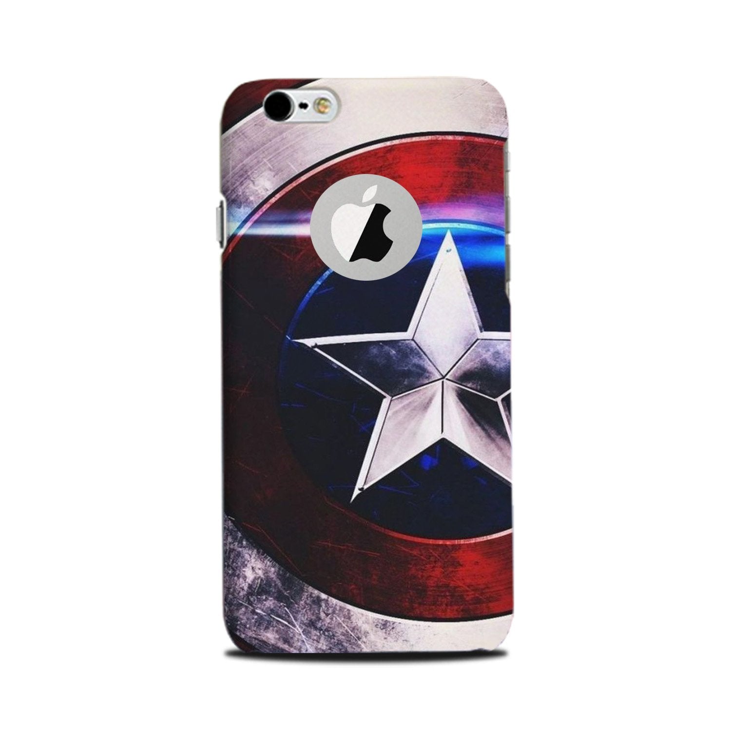 Captain America Shield Mobile Back Case for iPhone 6 Plus / 6s Plus logo cut (Design - 250) Captain America Shield Case for iPhone 6 Plus / 6s Plus logo cut (Design No. 250)