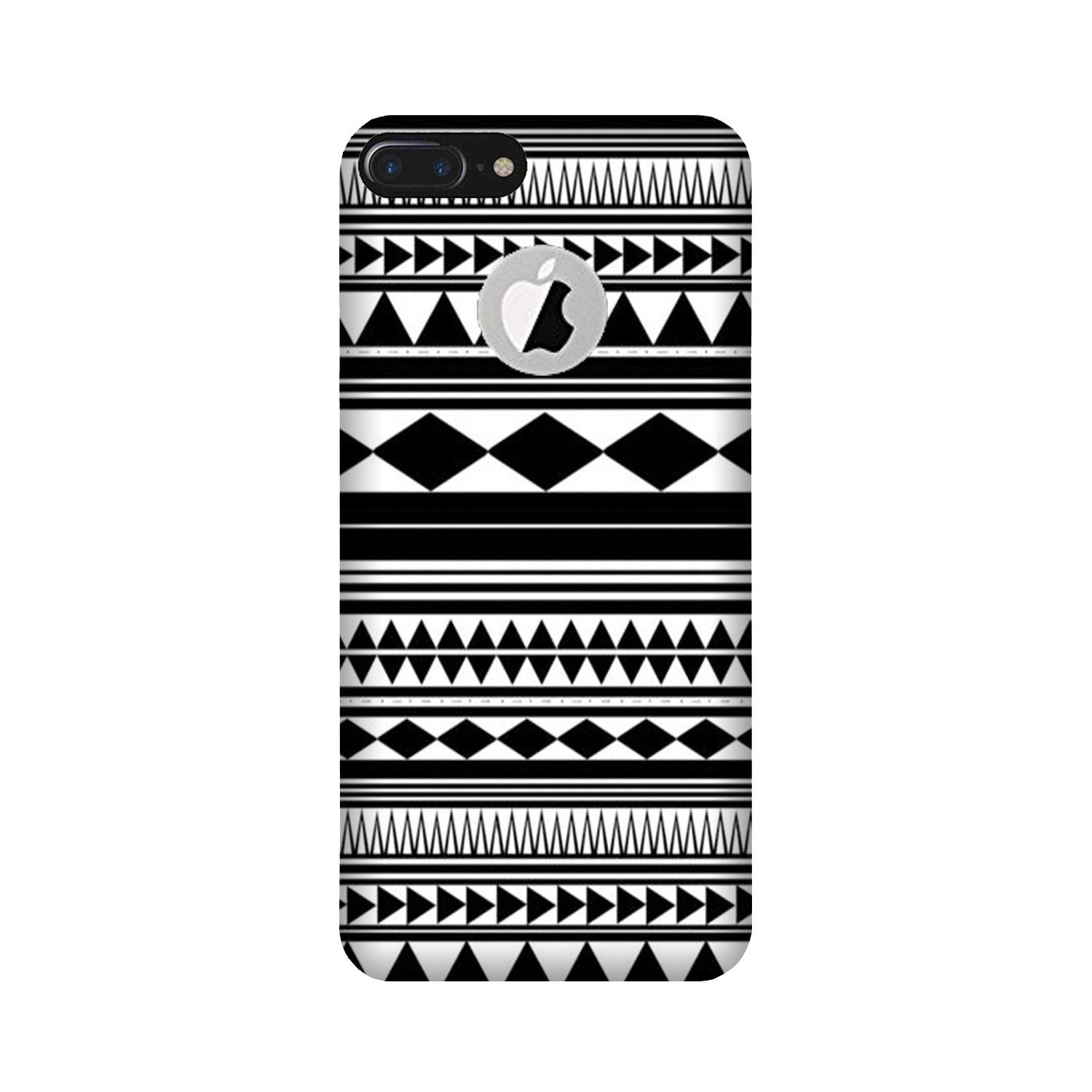 Black white Pattern Mobile Back Case for iPhone 7 Plus logo cut (Design - 5) Black white Pattern Case for iPhone 7 Plus logo cut