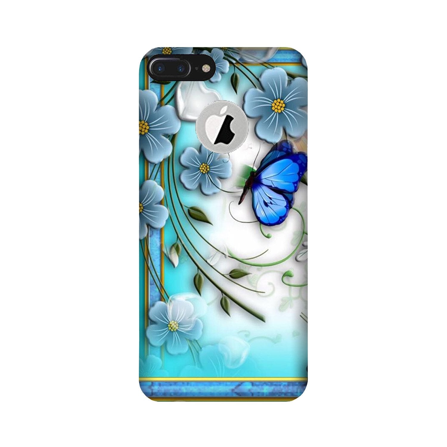 Blue Butterfly Mobile Back Case for iPhone 7 Plus logo cut (Design - 21) Blue Butterfly Case for iPhone 7 Plus logo cut