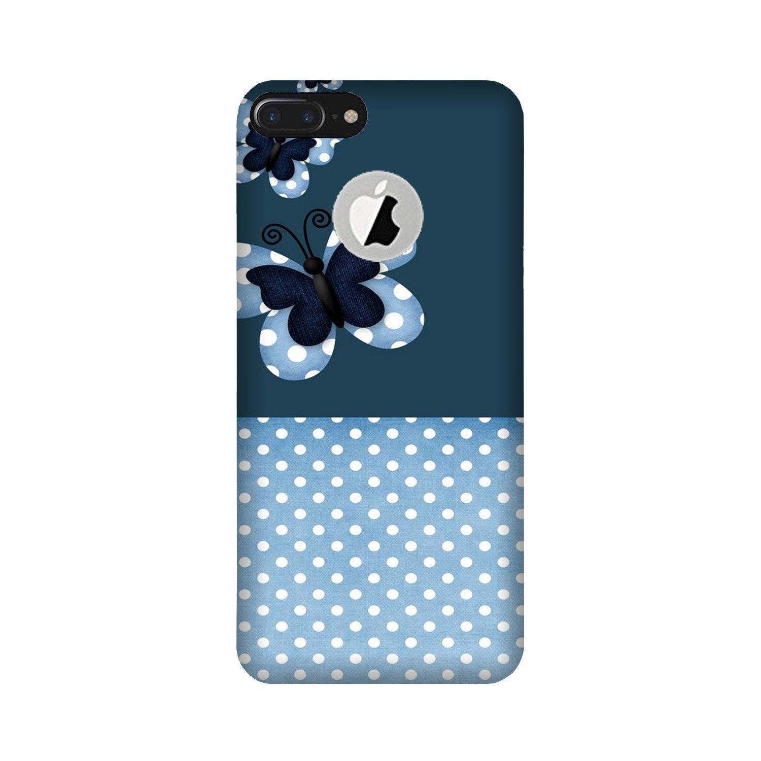 White dots Butterfly Mobile Back Case for iPhone 7 Plus logo cut (Design - 31) White dots Butterfly Case for iPhone 7 Plus logo cut