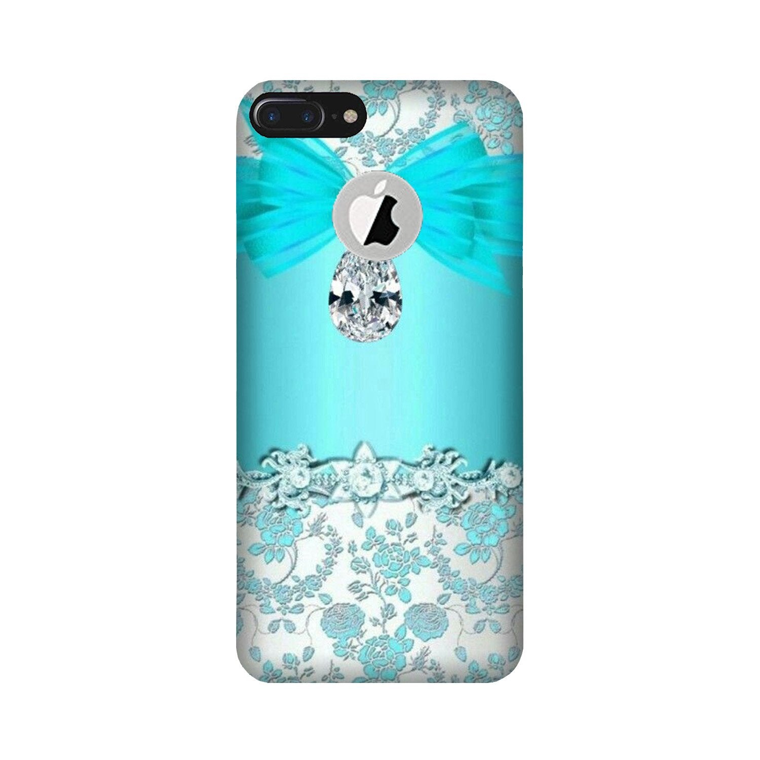 Shinny Blue Background Mobile Back Case for iPhone 7 Plus logo cut (Design - 32) Shinny Blue Background Case for iPhone 7 Plus logo cut