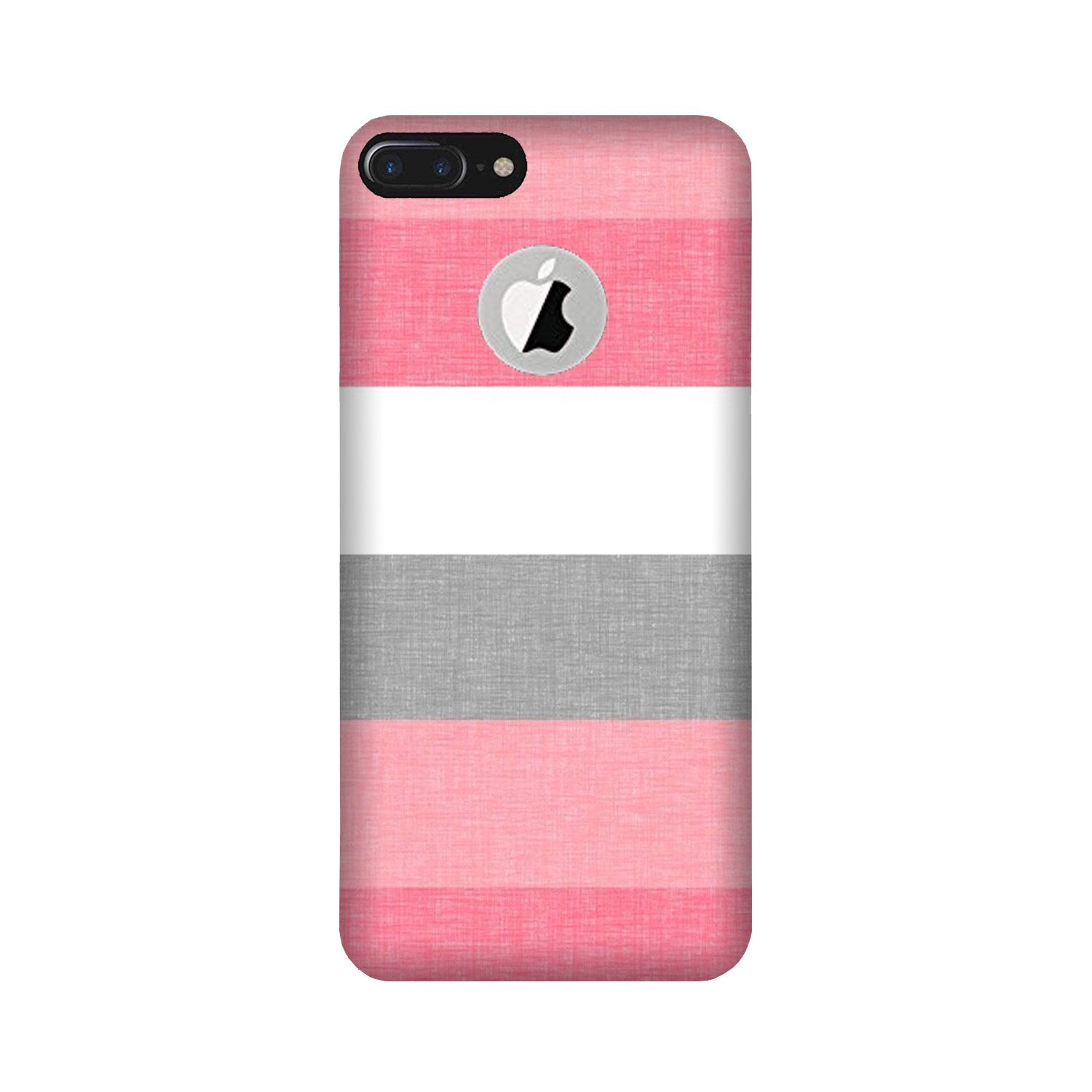 Pink white pattern Mobile Back Case for iPhone 7 Plus logo cut (Design - 55) Pink white pattern Case for iPhone 7 Plus logo cut