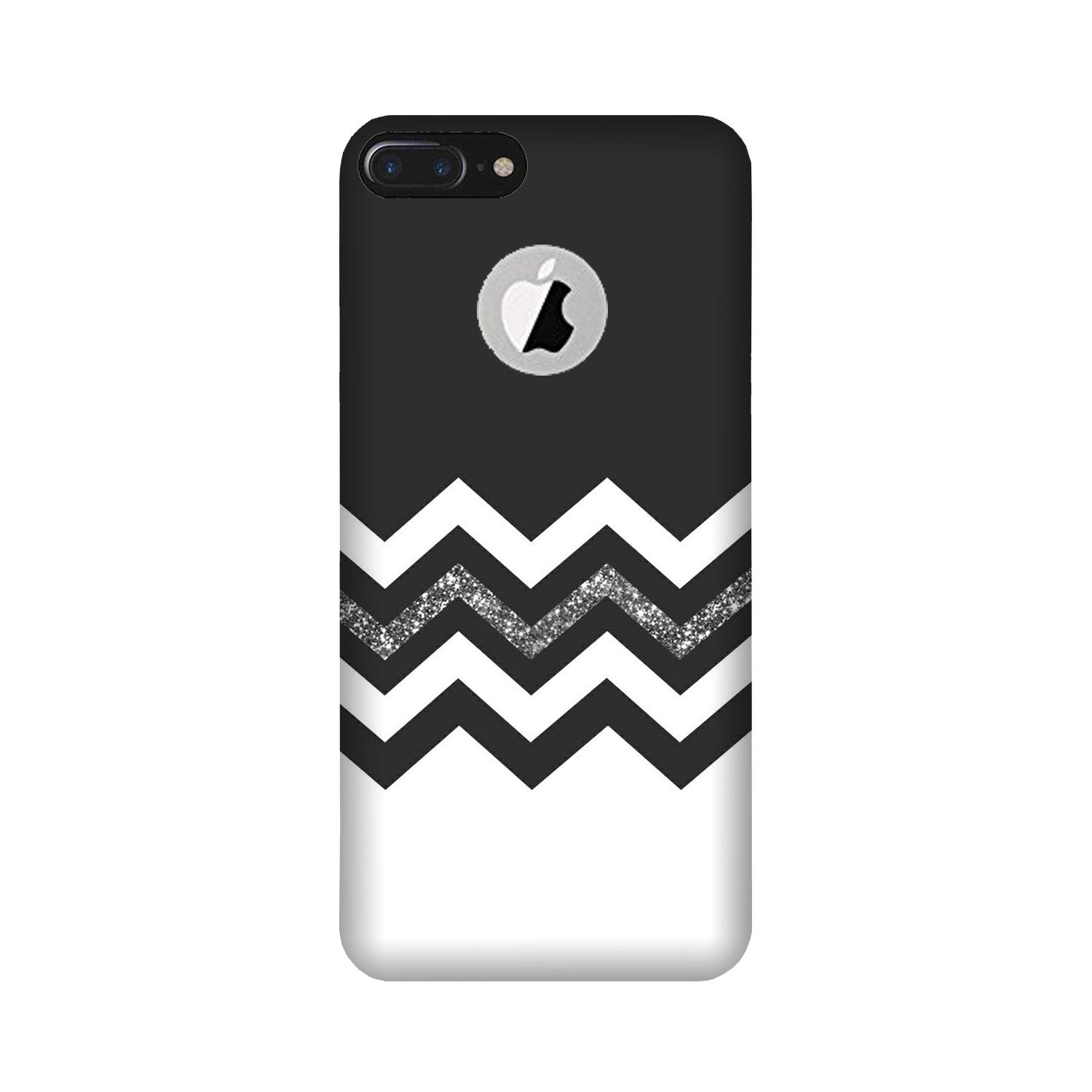 Black white Pattern2Mobile Back Case for iPhone 7 Plus logo cut (Design - 83) Black white Pattern2Case for iPhone 7 Plus logo cut