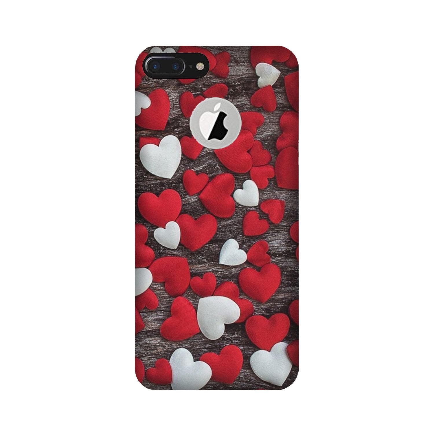 Red White Hearts Mobile Back Case for iPhone 7 Plus logo cut (Design - 105) Red White Hearts Case for iPhone 7 Plus logo cut (Design - 105)