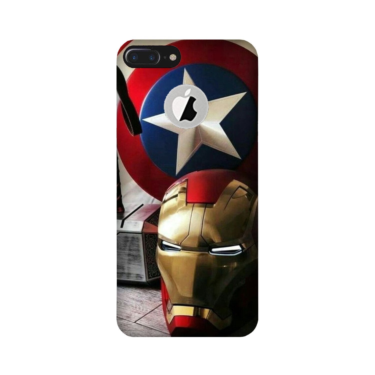 Ironman Captain America Mobile Back Case for iPhone 7 Plus logo cut (Design - 254) Ironman Captain America Case for iPhone 7 Plus logo cut (Design No. 254)