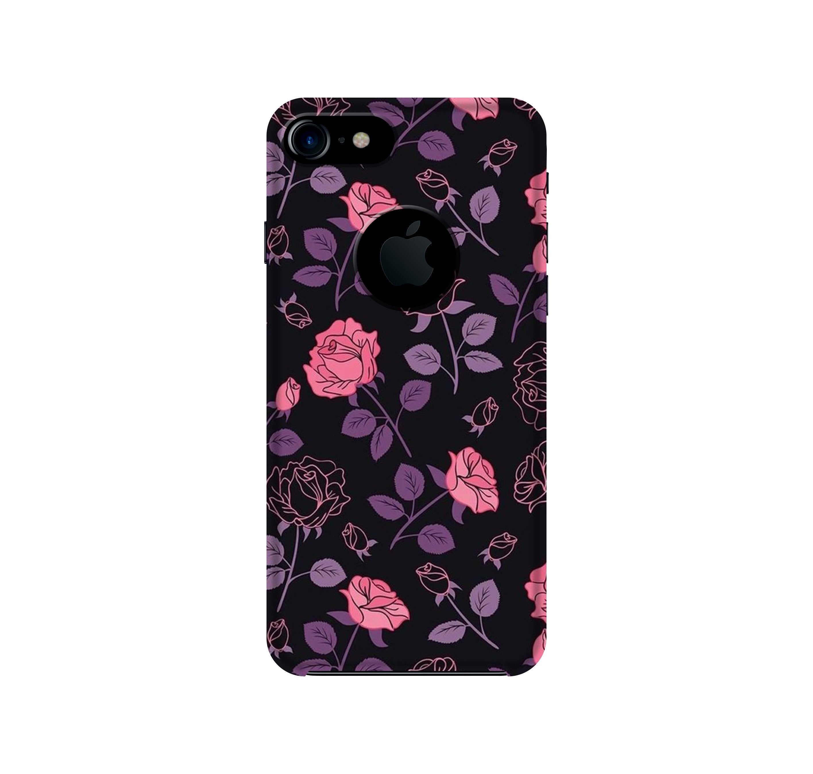 Rose Pattern Mobile Back Case for iPhone 7 logo cut (Design - 2) Rose Pattern Case for iPhone 7 logo cut