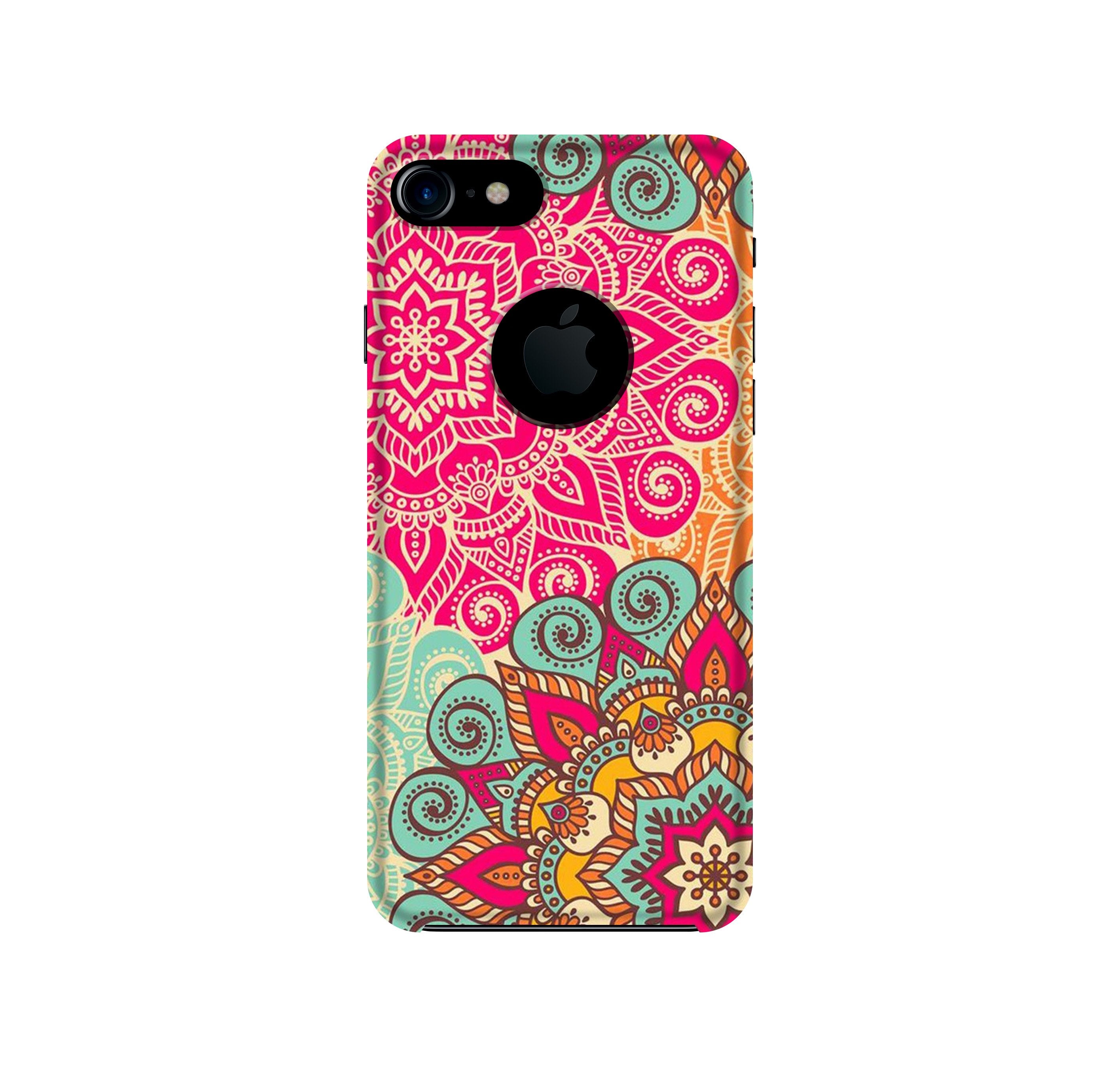 Rangoli art Mobile Back Case for iPhone 7 logo cut (Design - 6) Rangoli art Case for iPhone 7 logo cut