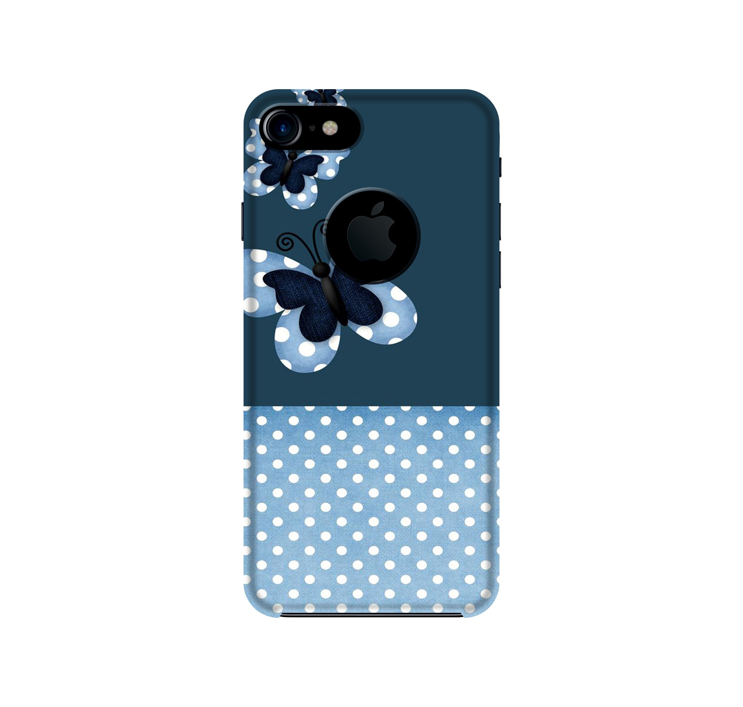White dots Butterfly Mobile Back Case for iPhone 7 logo cut (Design - 31) White dots Butterfly Case for iPhone 7 logo cut