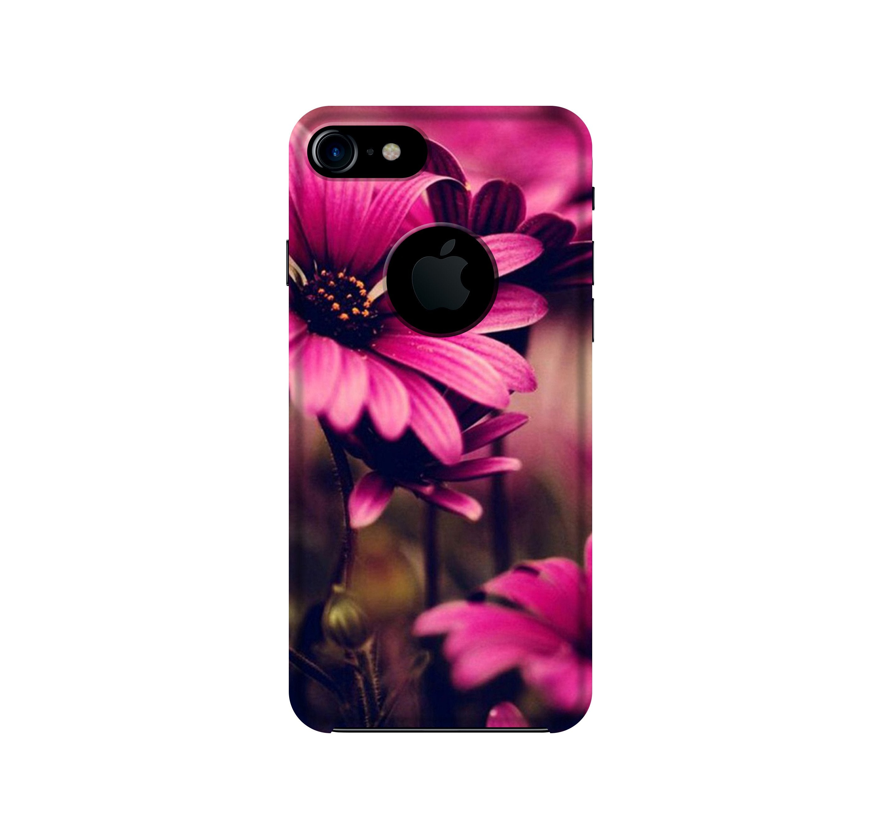 Purple Daisy Mobile Back Case for iPhone 7 logo cut (Design - 65) Purple Daisy Case for iPhone 7 logo cut