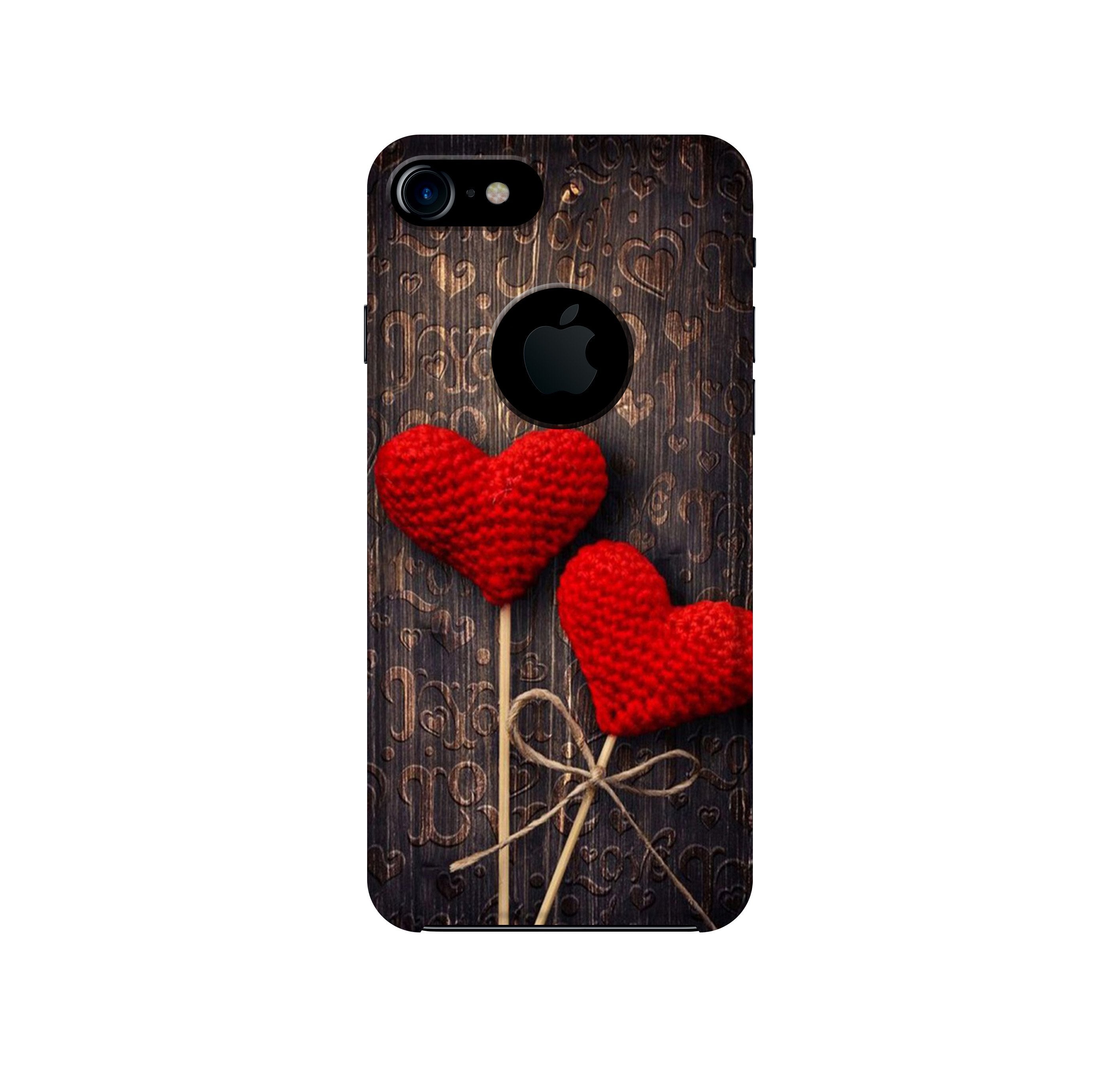 Red Hearts Mobile Back Case for iPhone 7 logo cut (Design - 80) Red Hearts Case for iPhone 7 logo cut