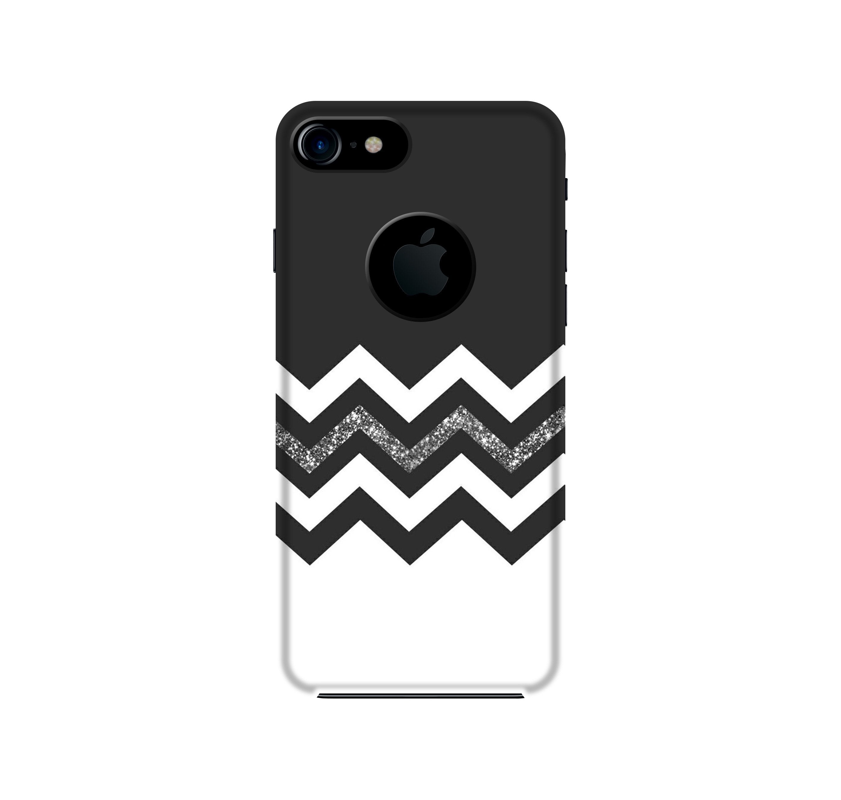 Black white Pattern2Mobile Back Case for iPhone 7 logo cut (Design - 83) Black white Pattern2Case for iPhone 7 logo cut