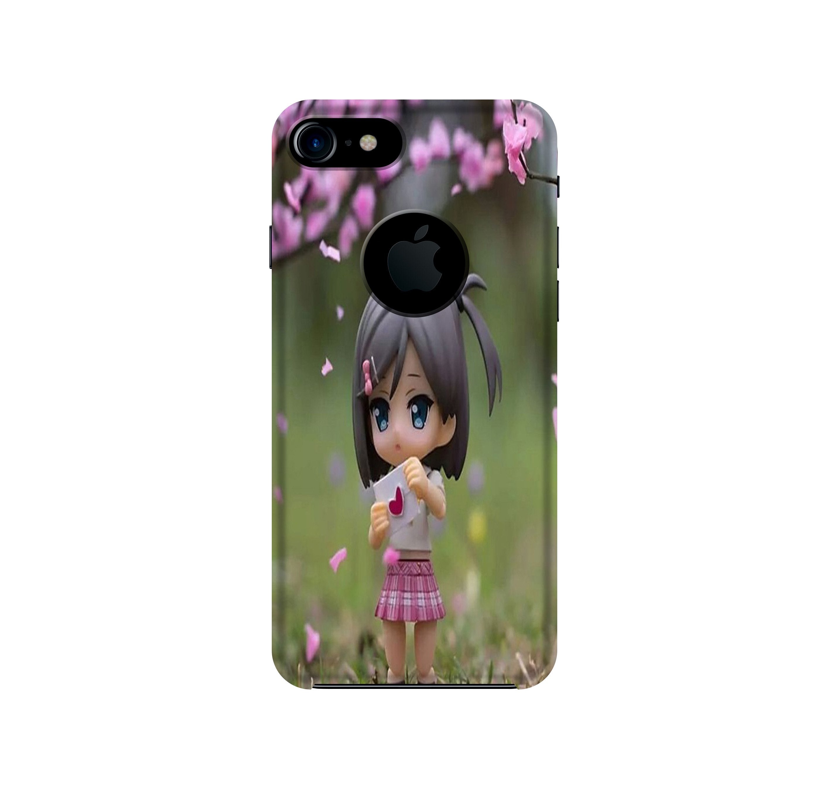 Cute Girl Mobile Back Case for iPhone 7 logo cut (Design - 92) Cute Girl Case for iPhone 7 logo cut