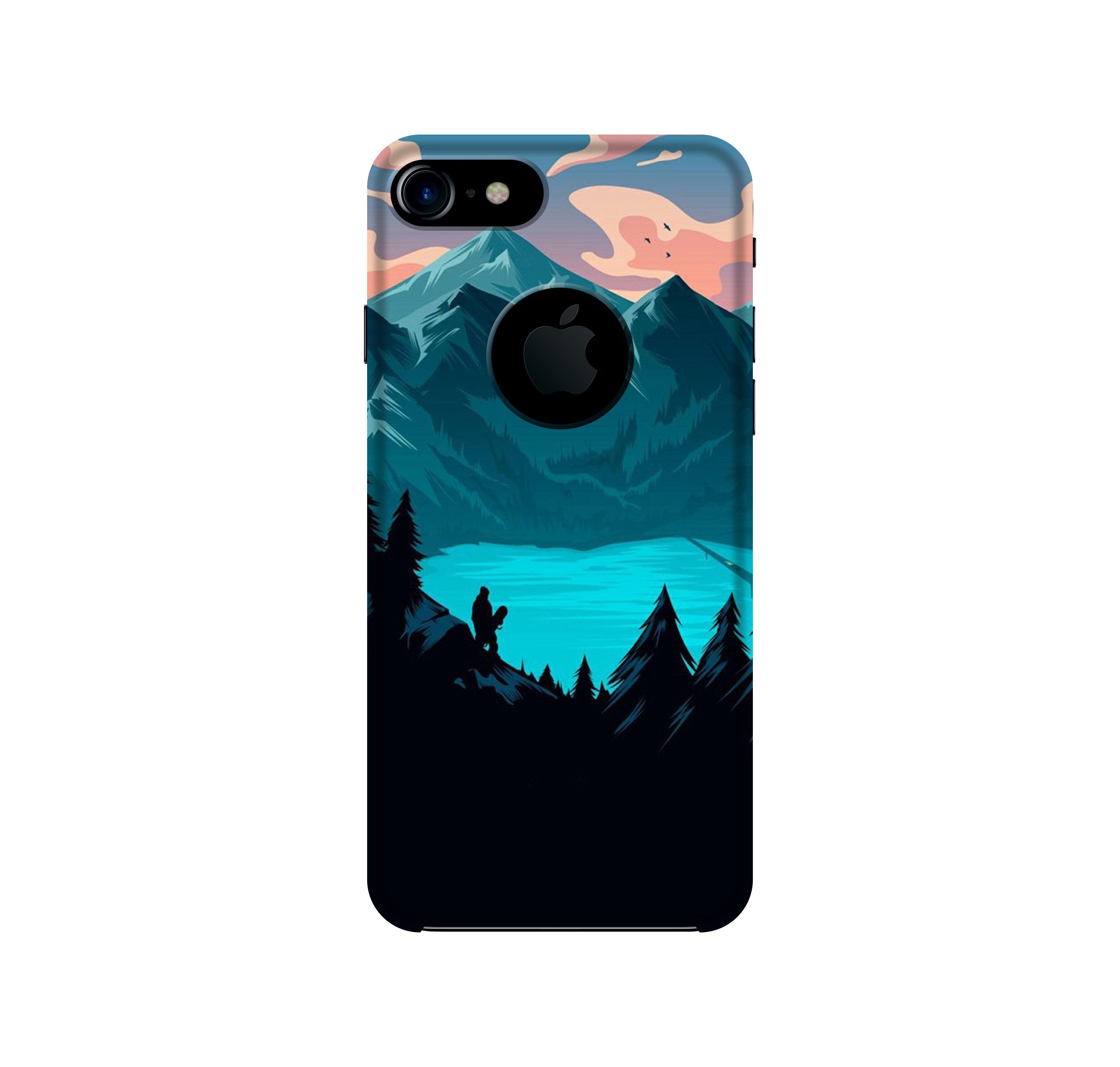 Mountains Mobile Back Case for iPhone 7 logo cut (Design - 186) Mountains Case for iPhone 7 logo cut (Design - 186)