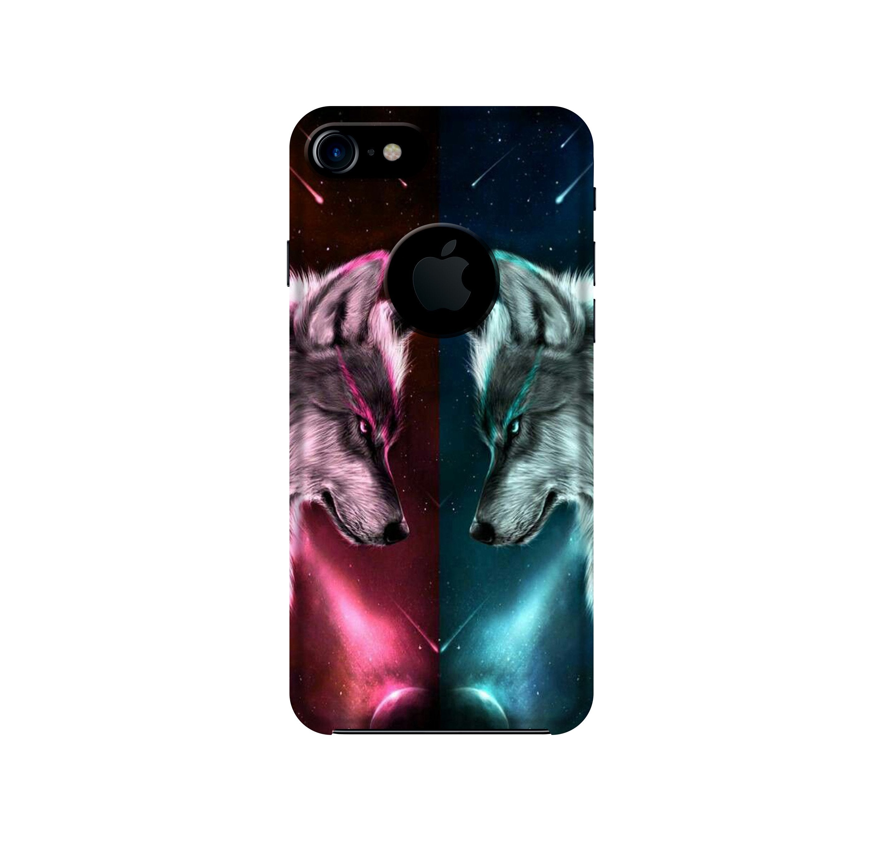 Wolf fight Mobile Back Case for iPhone 7 logo cut (Design - 221) Wolf fight Case for iPhone 7 logo cut (Design No. 221)