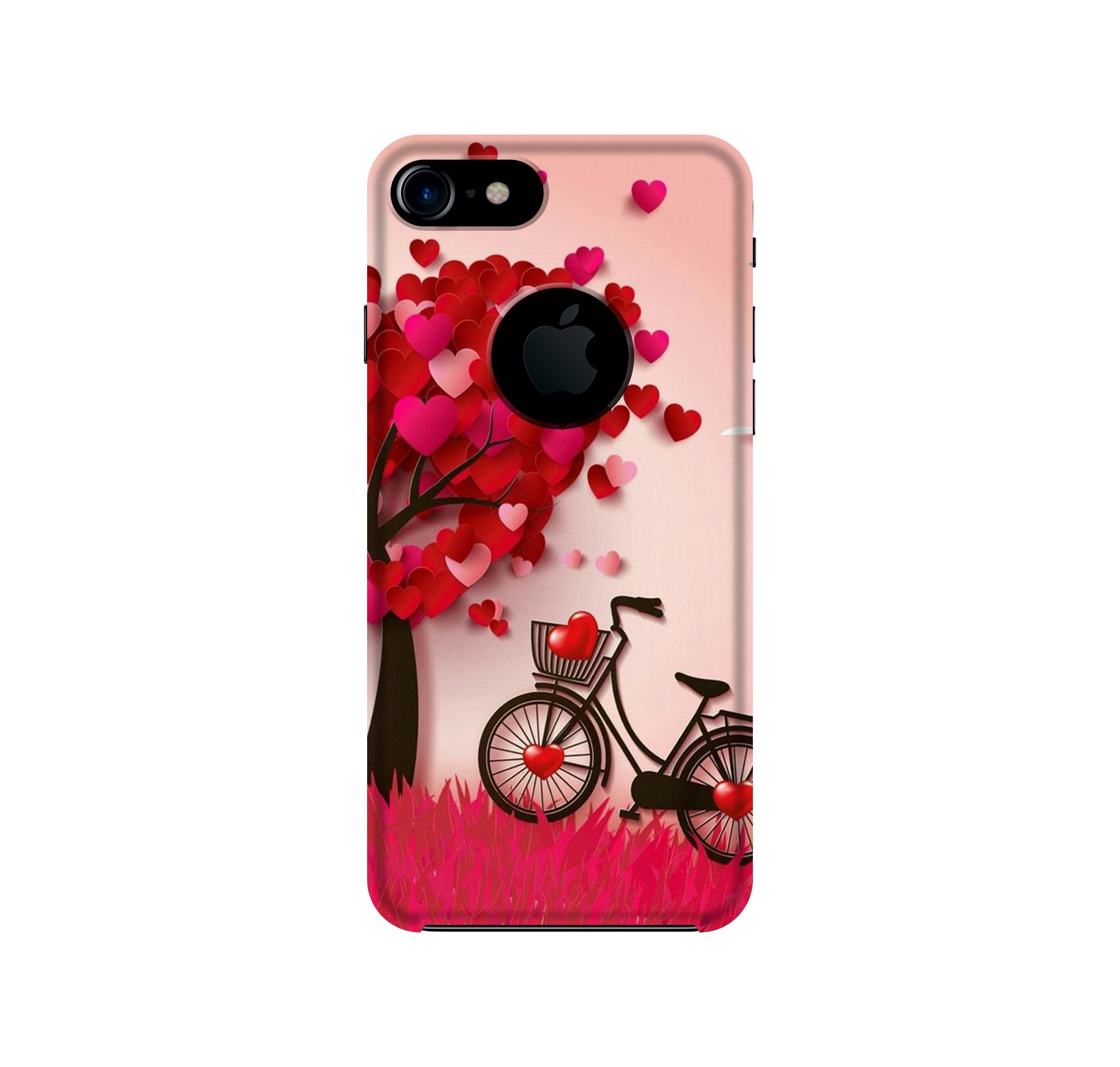 Red Heart Cycle Mobile Back Case for iPhone 7 logo cut (Design - 222) Red Heart Cycle Case for iPhone 7 logo cut (Design No. 222)
