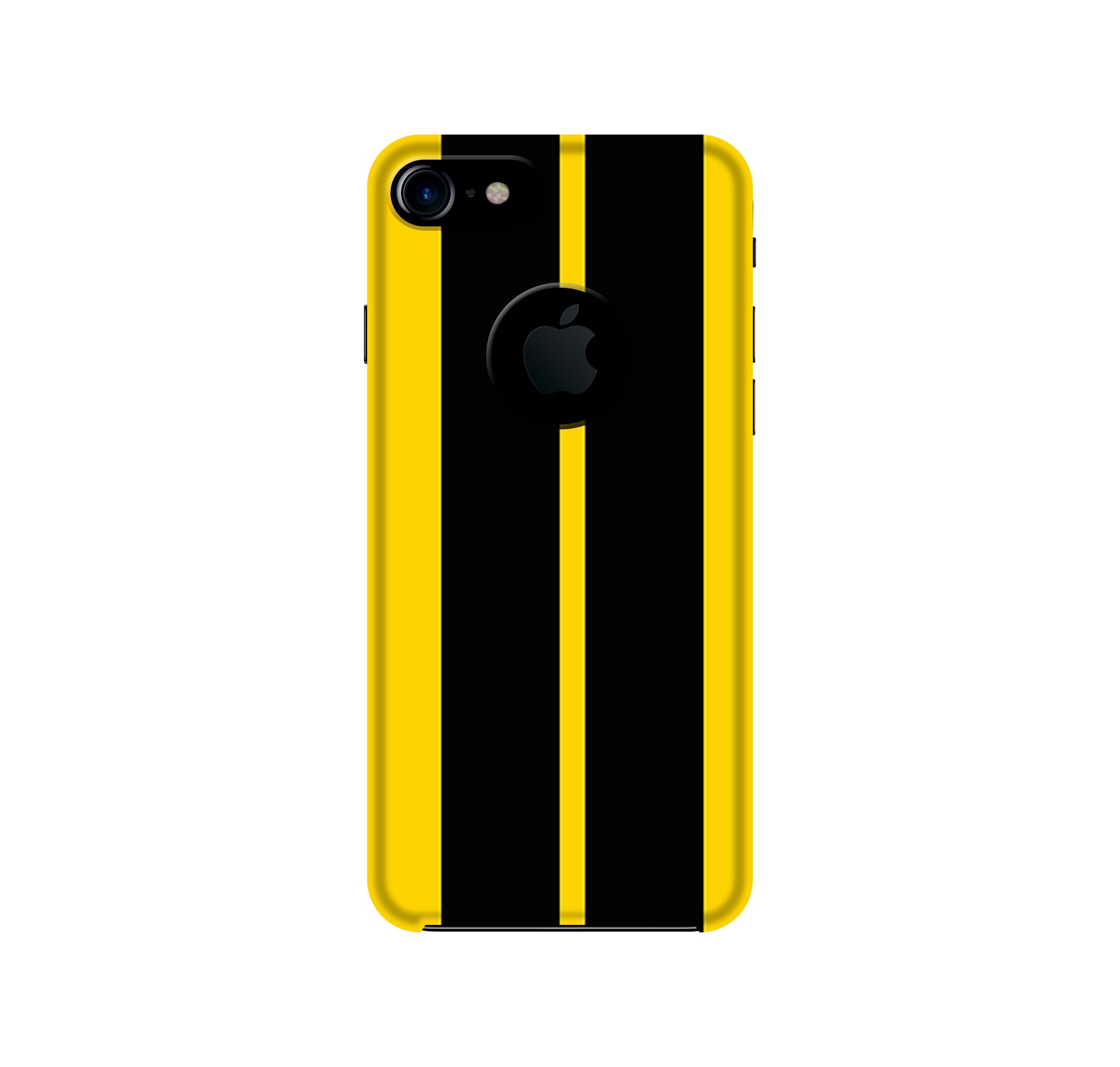 Black Yellow Pattern Mobile Back Case for iPhone 7 Logo Cut (Design - 377) Black Yellow Pattern Mobile Back Case for iPhone 7 Logo Cut (Design - 377)