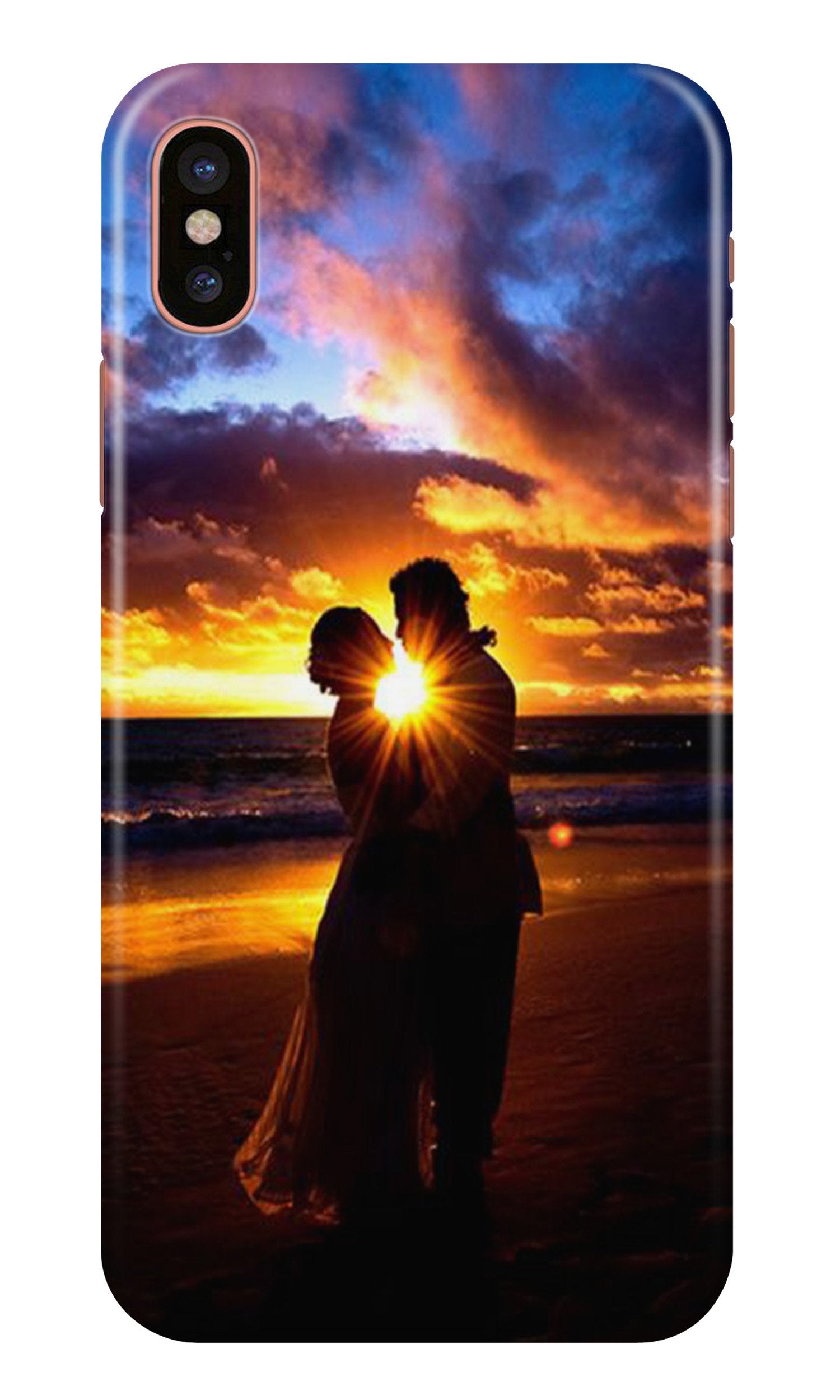 Couple Sea shore Mobile Back Case for iPhone X (Design - 13) Couple Sea shore Case for iPhone X