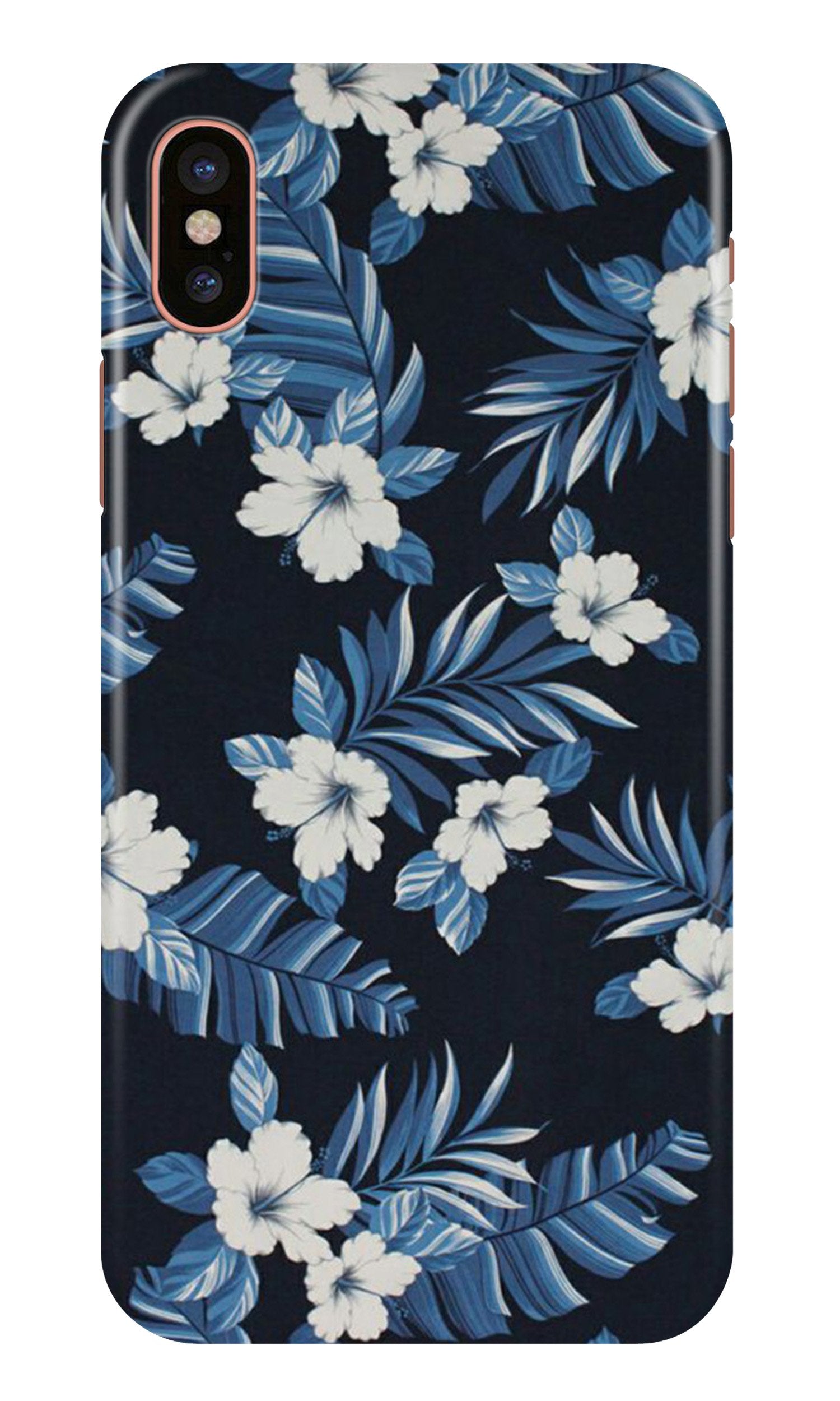White flowers Blue Background2 Mobile Back Case for iPhone X (Design - 15) White flowers Blue Background2 Case for iPhone X