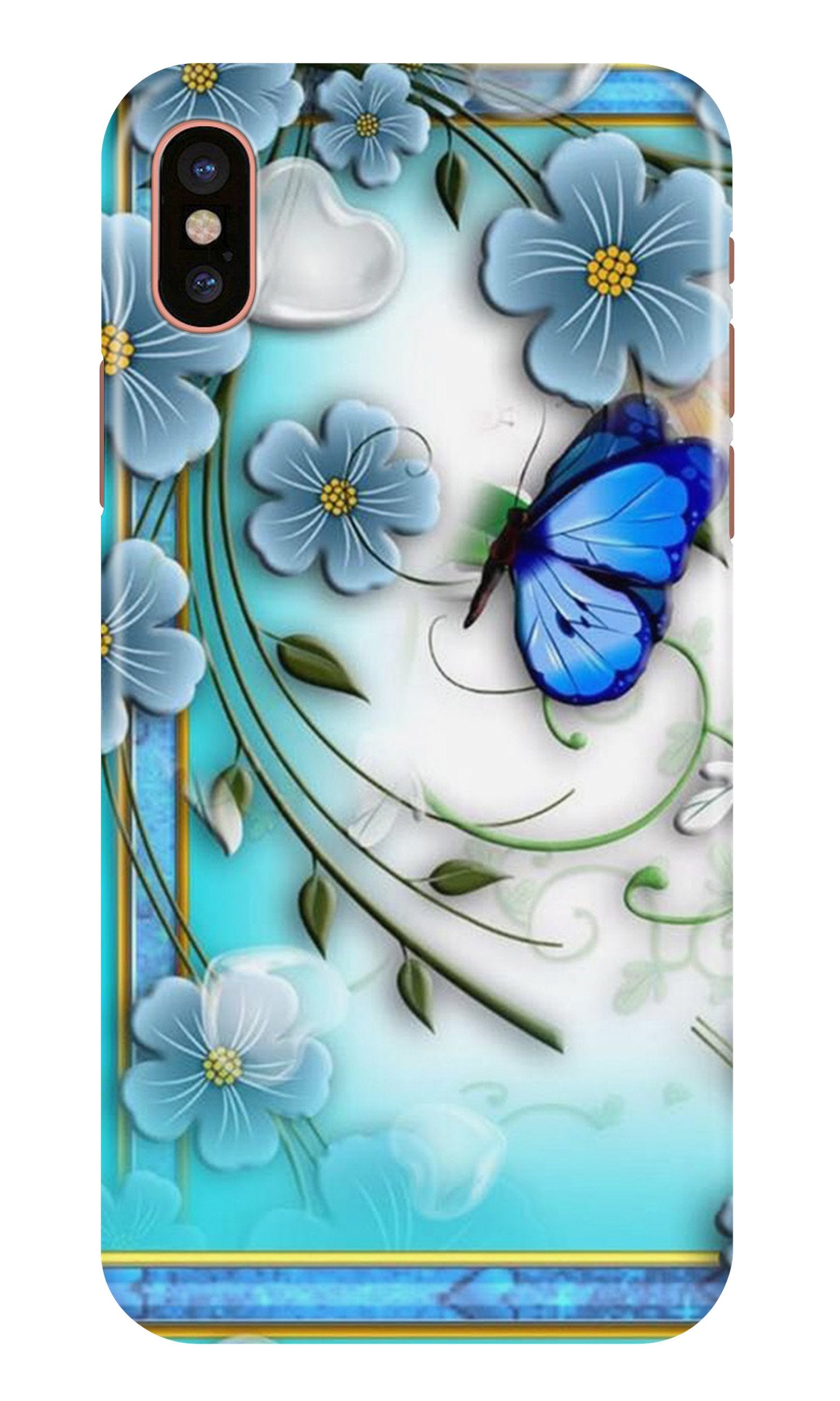 Blue Butterfly Mobile Back Case for iPhone X (Design - 21) Blue Butterfly Case for iPhone X