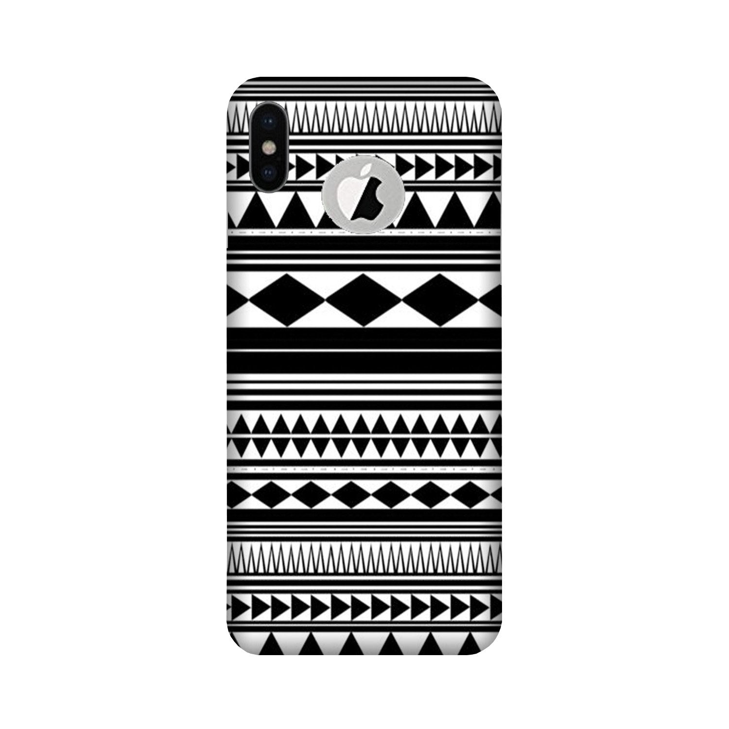 Black white Pattern Mobile Back Case for iPhone X logo cut (Design - 5) Black white Pattern Case for iPhone X logo cut