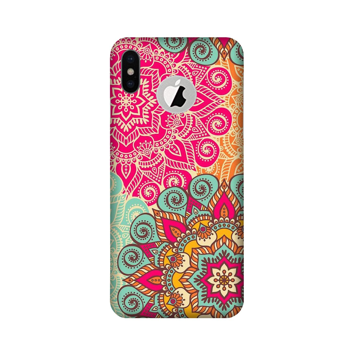 Rangoli art2 Mobile Back Case for iPhone X logo cut (Design - 29) Rangoli art2 Case for iPhone X logo cut