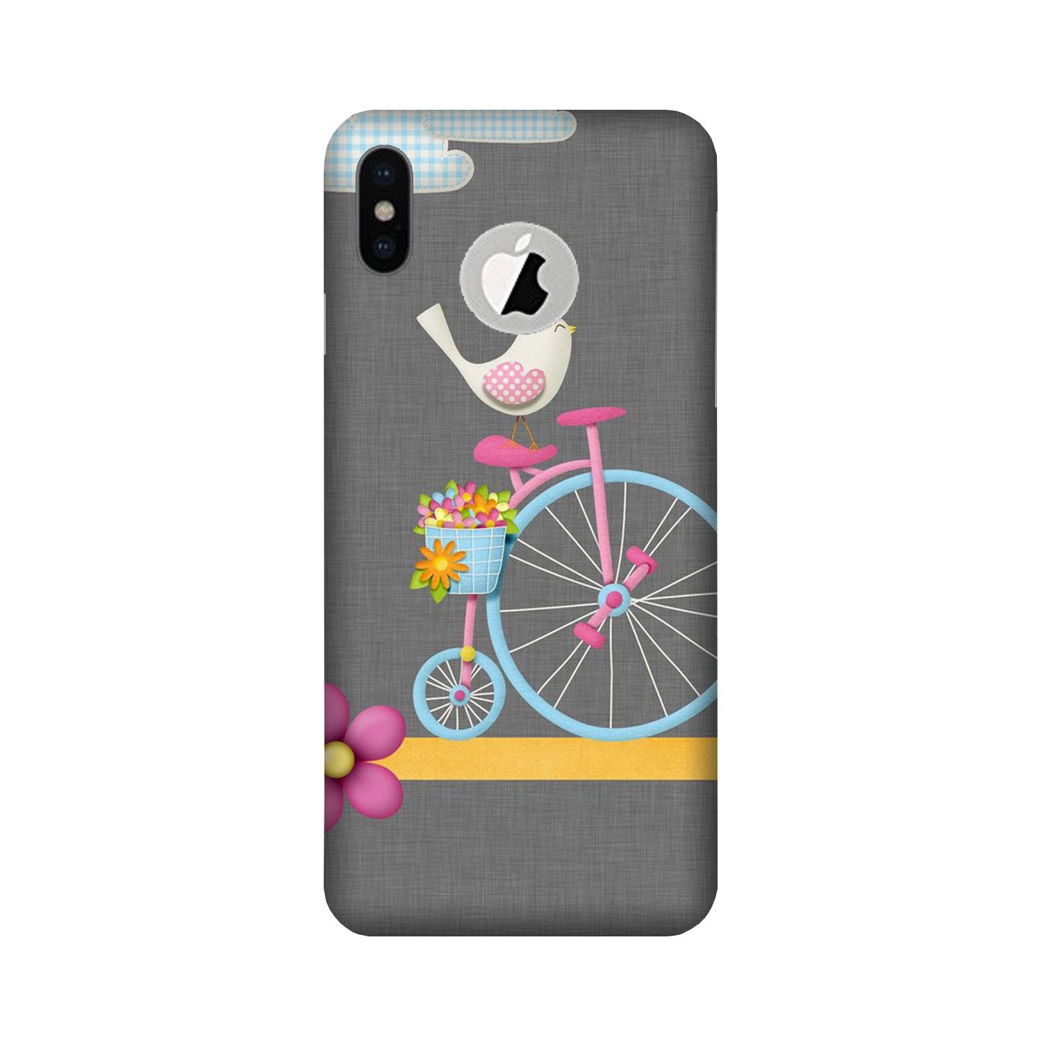 Sparron with cycle Mobile Back Case for iPhone X logo cut (Design - 34) Sparron with cycle Case for iPhone X logo cut