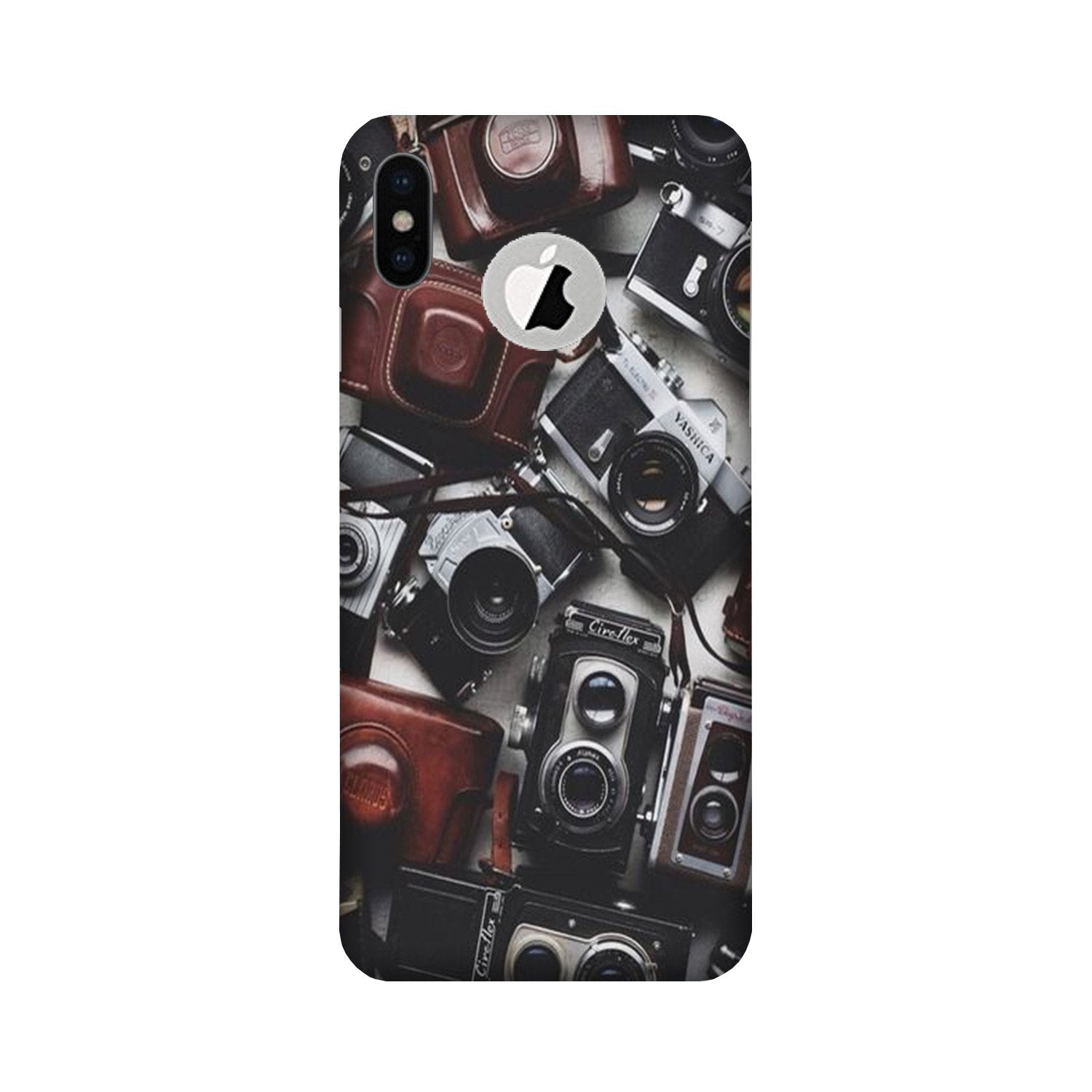 Cameras Mobile Back Case for iPhone X logo cut (Design - 57) Cameras Case for iPhone X logo cut