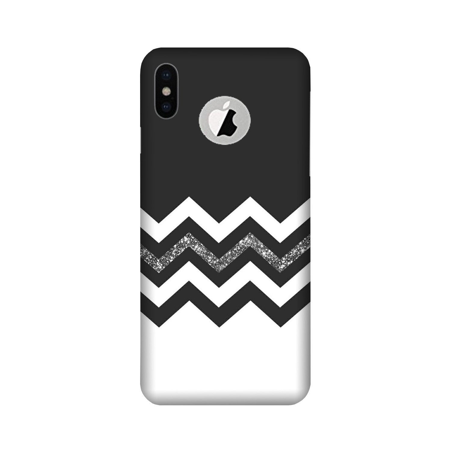 Black white Pattern2Mobile Back Case for iPhone X logo cut (Design - 83) Black white Pattern2Case for iPhone X logo cut