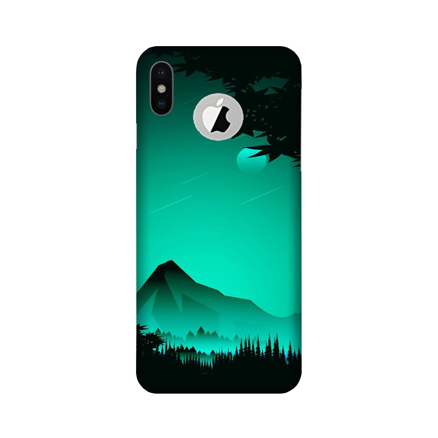 Moon Mountain Mobile Back Case for iPhone X logo cut (Design - 204) Moon Mountain Case for iPhone X logo cut (Design - 204)