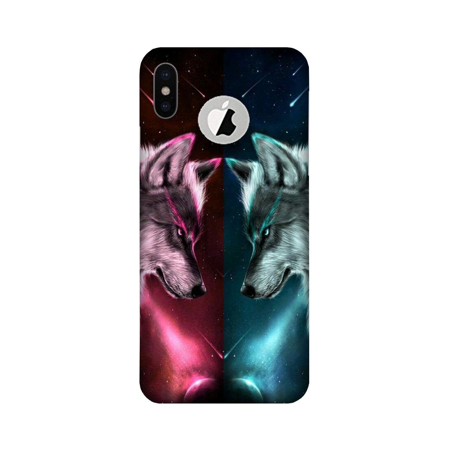 Wolf fight Mobile Back Case for iPhone X logo cut (Design - 221) Wolf fight Case for iPhone X logo cut (Design No. 221)