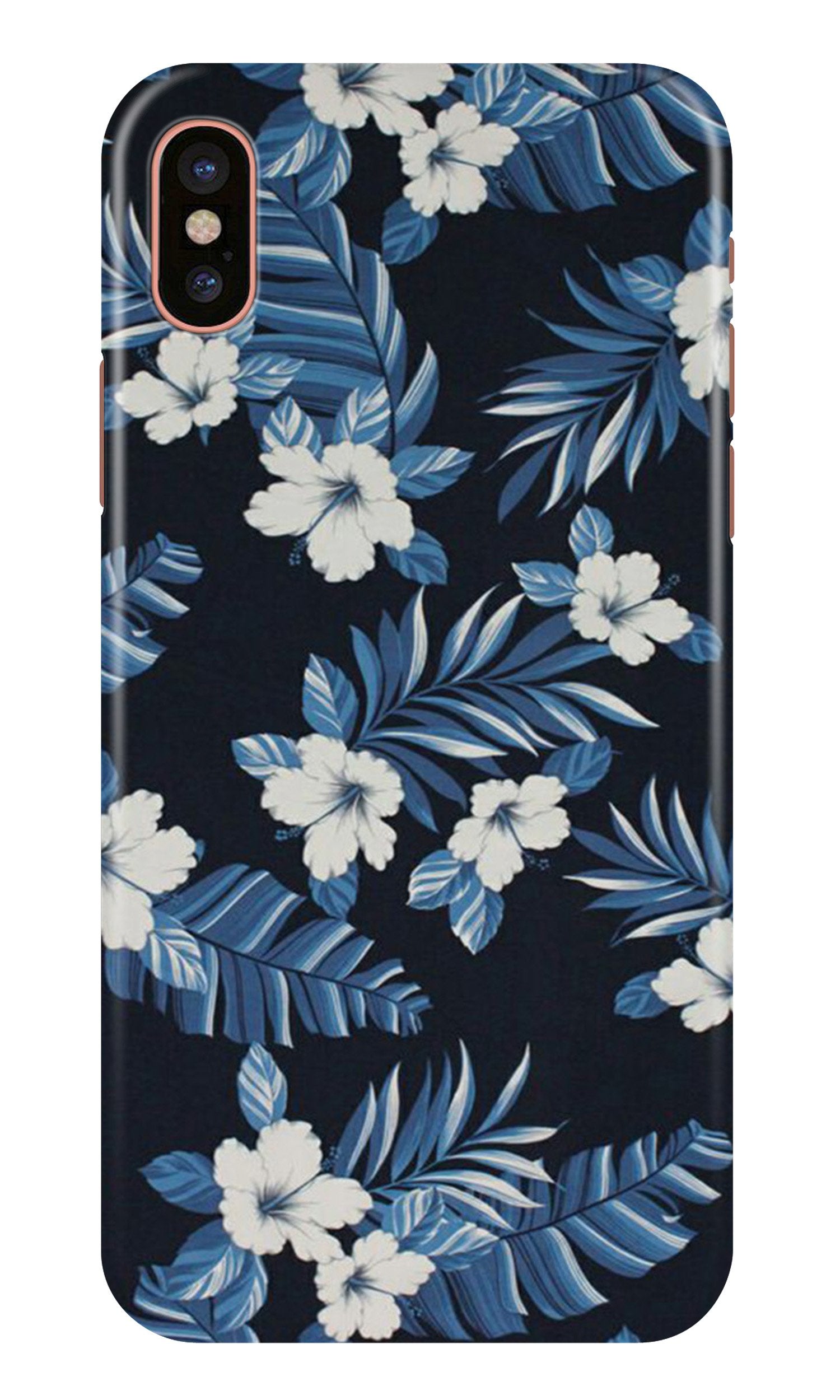 White flowers Blue Background2 Mobile Back Case for iPhone Xr (Design - 15) White flowers Blue Background2 Case for iPhone Xr