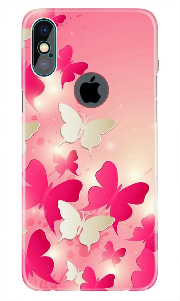 White Pick Butterflies Mobile Back Case for iPhone Xs Max logo cut (Design - 28) White Pick Butterflies Case for iPhone Xs Max logo cut