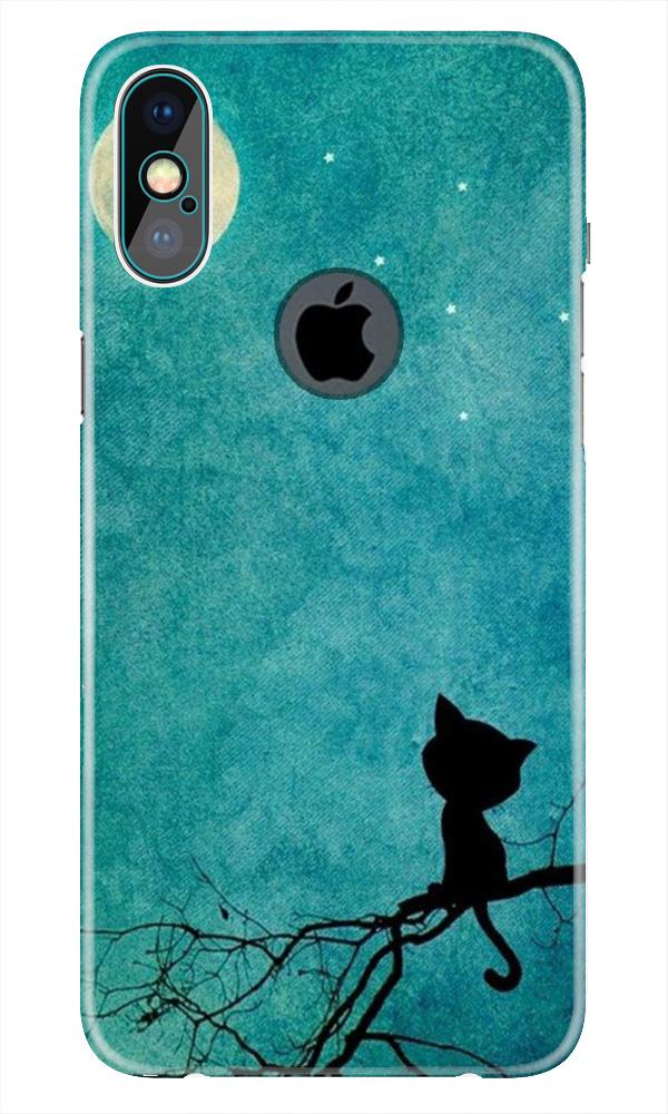 Moon cat Mobile Back Case for iPhone Xs Max logo cut (Design - 70) Moon cat Case for iPhone Xs Max logo cut
