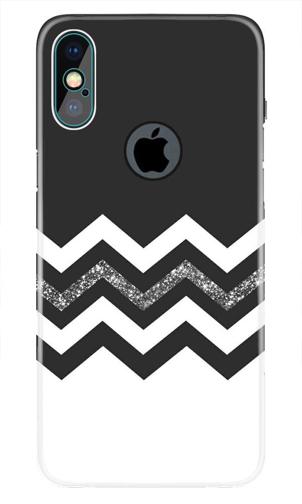 Black white Pattern2Mobile Back Case for iPhone Xs Max logo cut (Design - 83) Black white Pattern2Case for iPhone Xs Max logo cut