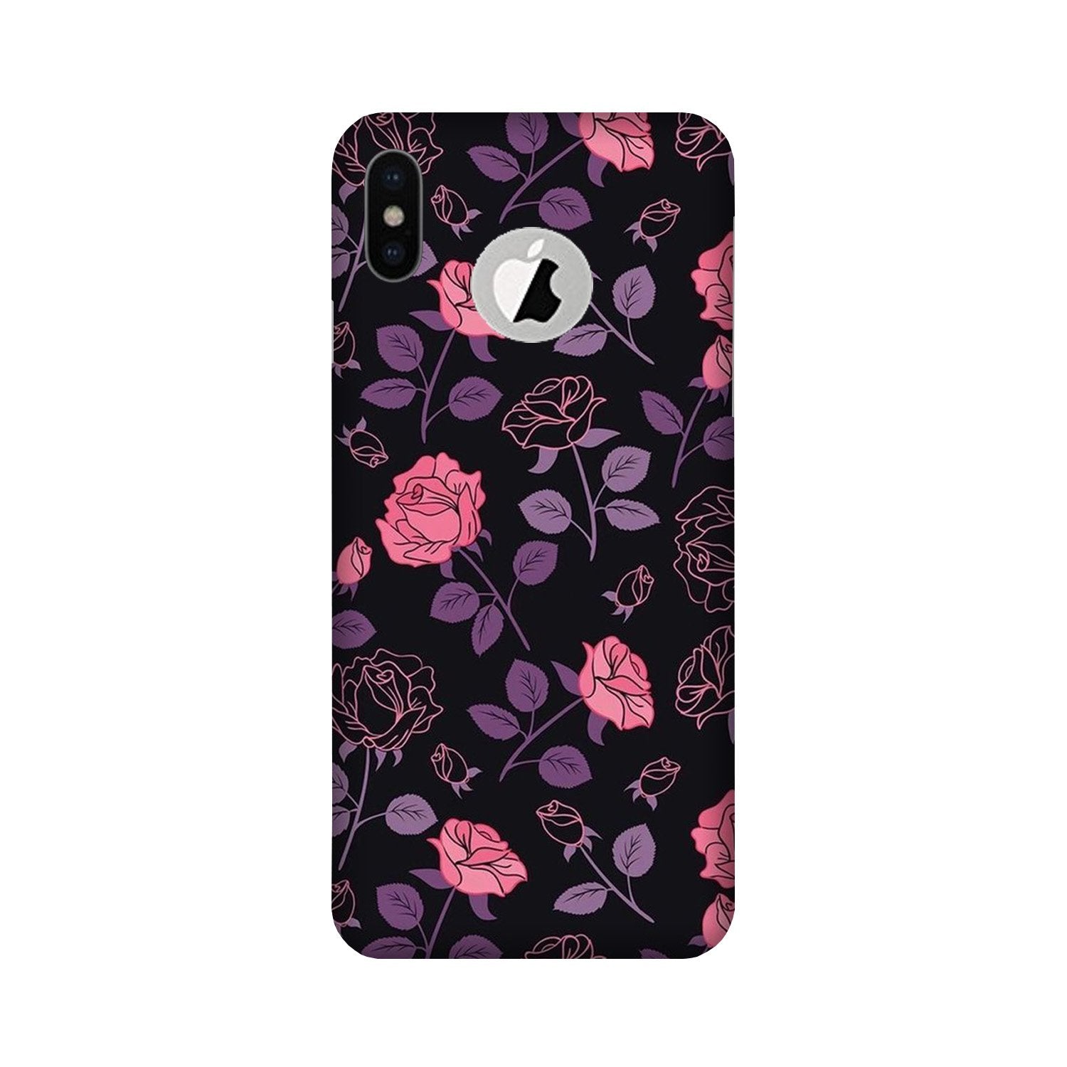 Rose Black Background Mobile Back Case for iPhone Xs logo cut (Design - 27) Rose Black Background Case for iPhone Xs logo cut