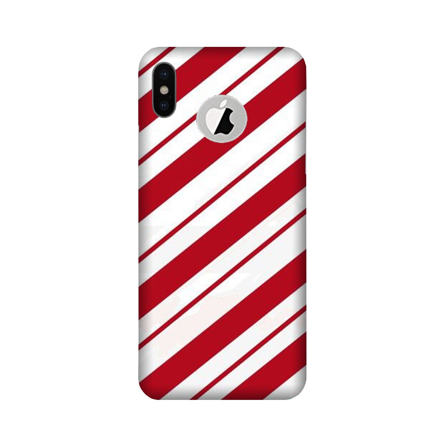 Red White Mobile Back Case for iPhone Xs logo cut (Design - 44) Red White Case for iPhone Xs logo cut