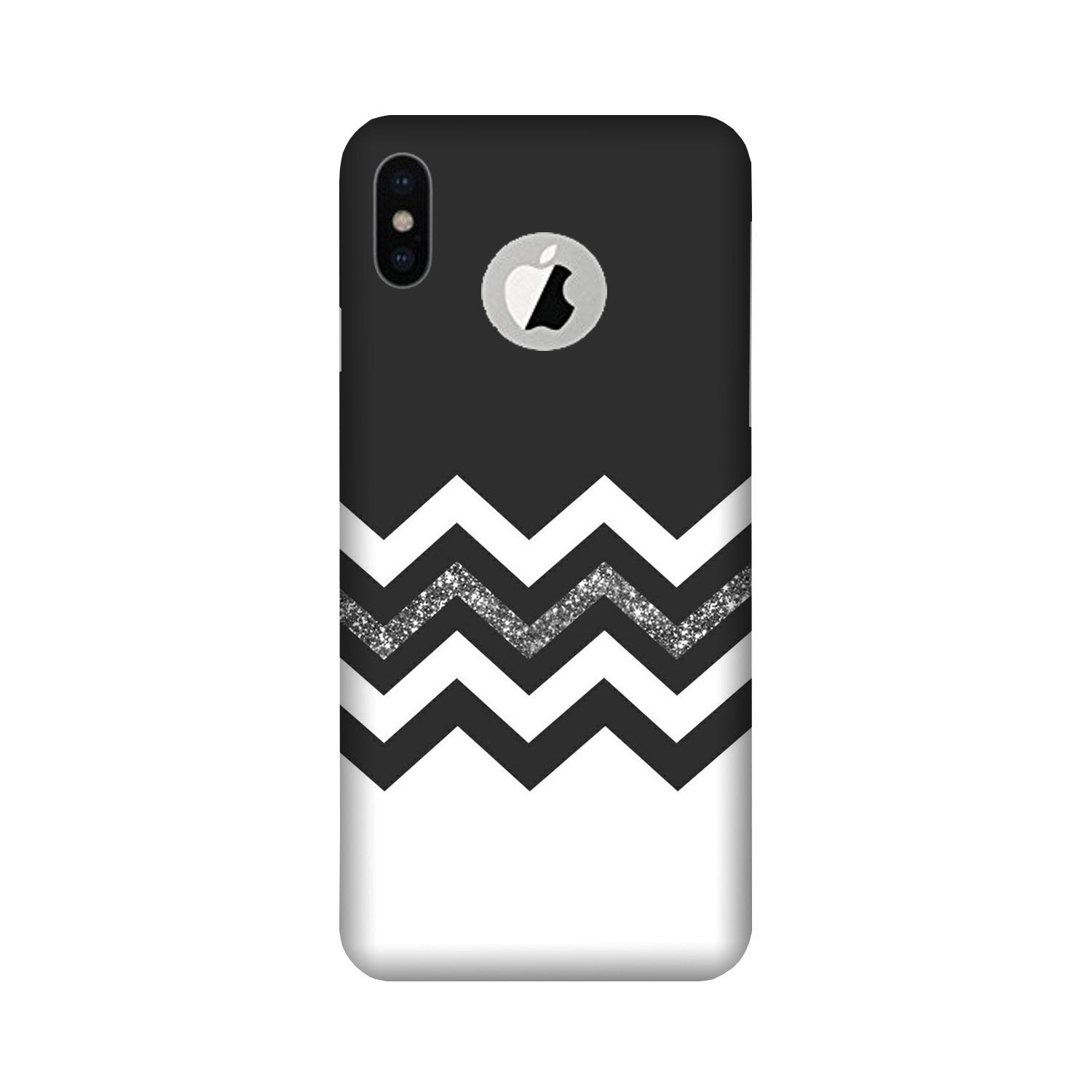 Black white Pattern2Mobile Back Case for iPhone Xs logo cut (Design - 83) Black white Pattern2Case for iPhone Xs logo cut