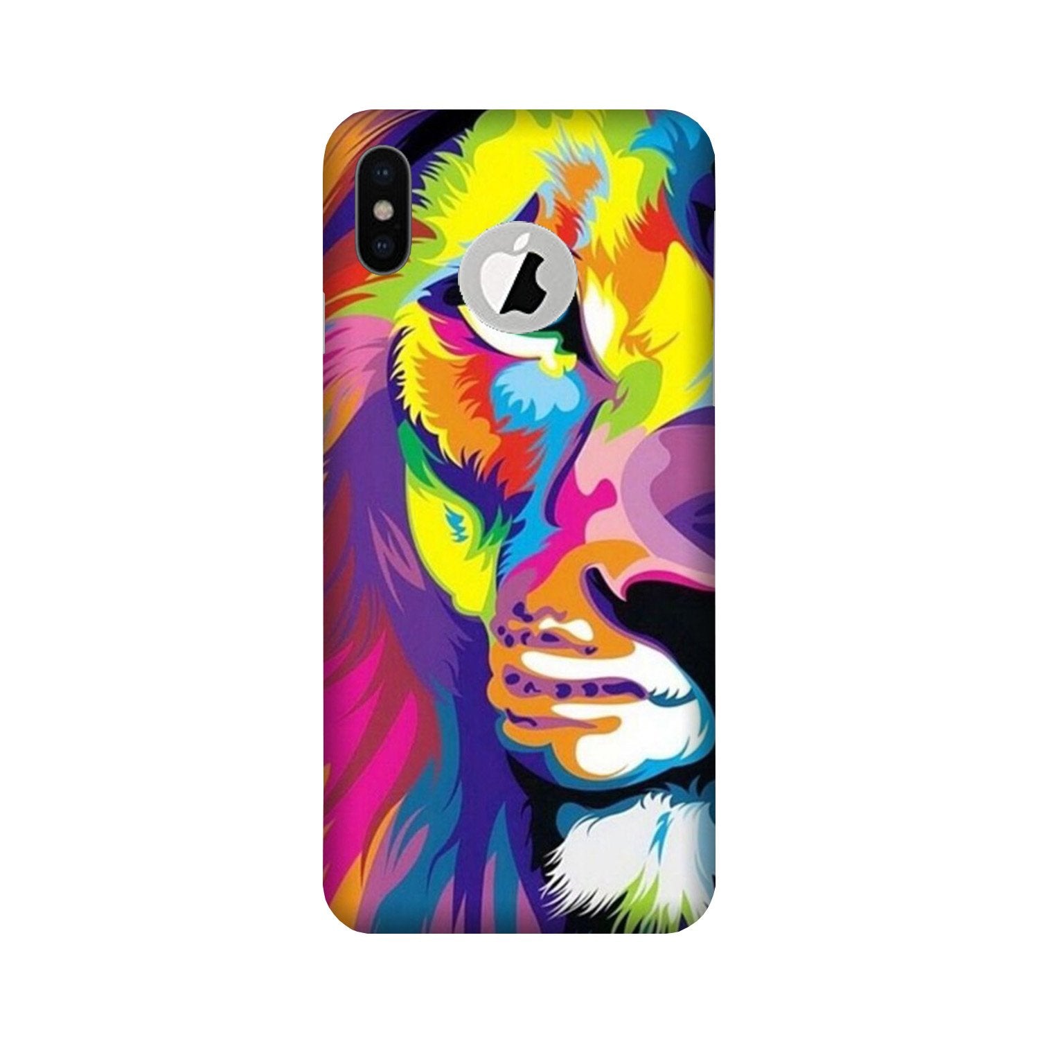 Colorful Lion Mobile Back Case for iPhone Xs logo cut (Design - 110) Colorful Lion Case for iPhone Xs logo cut (Design - 110)