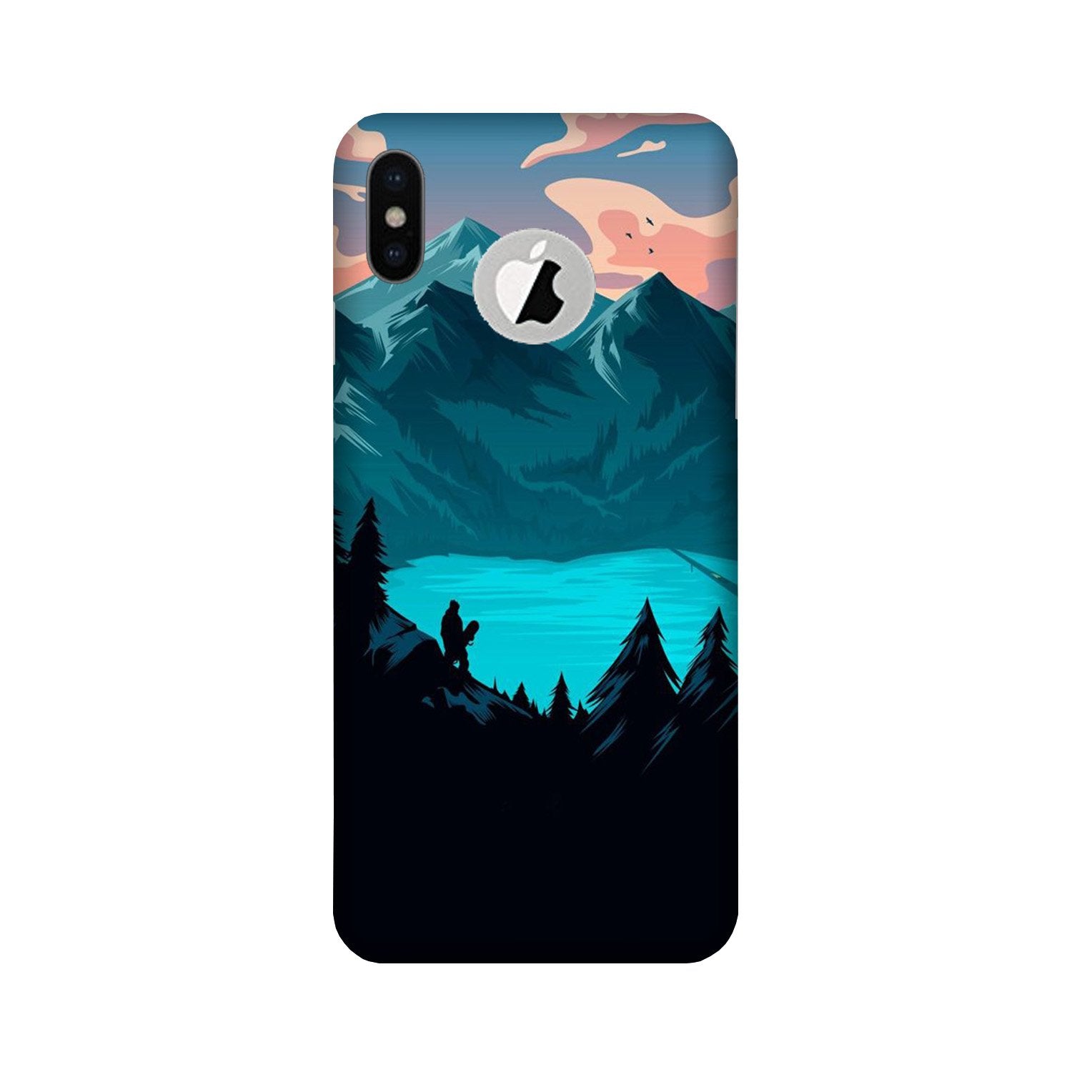 Mountains Mobile Back Case for iPhone Xs logo cut (Design - 186) Mountains Case for iPhone Xs logo cut (Design - 186)