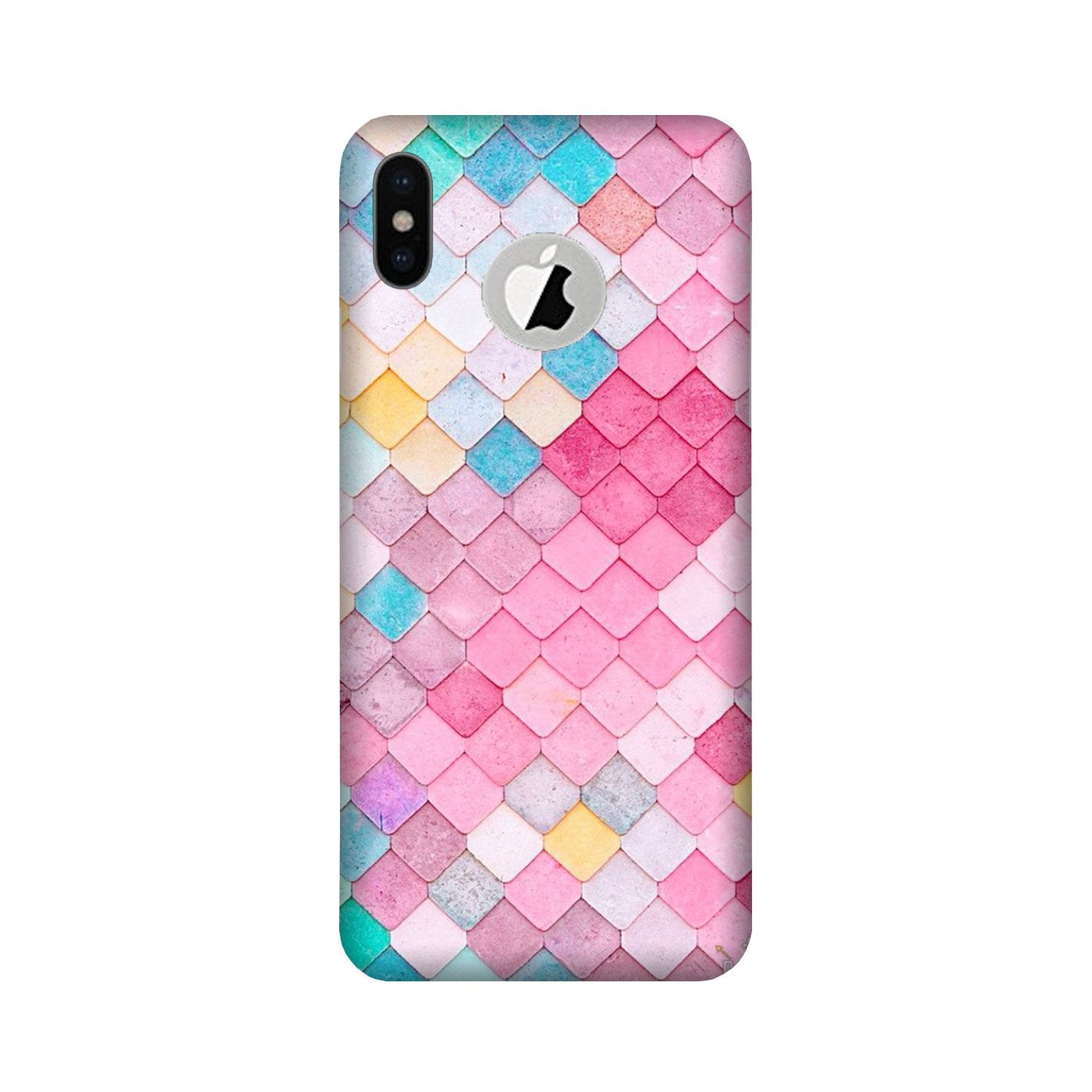 Pink Pattern Mobile Back Case for iPhone Xs logo cut (Design - 215) Pink Pattern Case for iPhone Xs logo cut (Design No. 215)